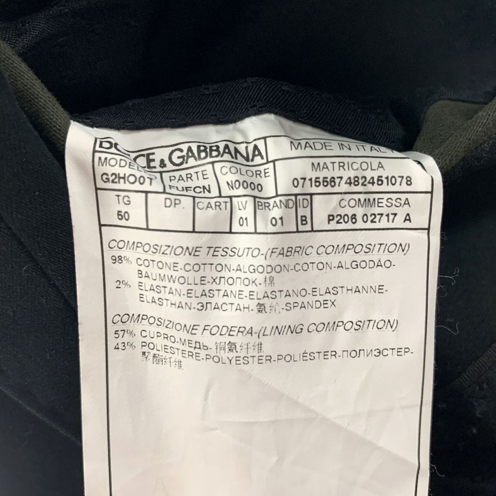 Dolce & Gabbana DOLCE & GABBANA Sport Coat Black Cotton Blend Notch Lapel 40 Adult Men Italy Size US XXS / EU 40 - 6 Thumbnail