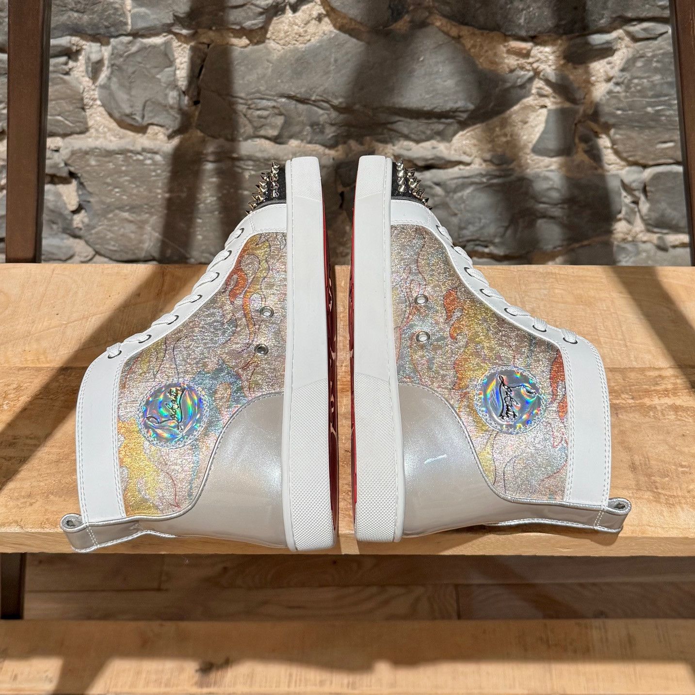 Christian Louboutin Christian Louboutin Lou Spikes Flame Lurex High-top Sneakers Size US 10.5 / EU 43-44 - 10 Thumbnail