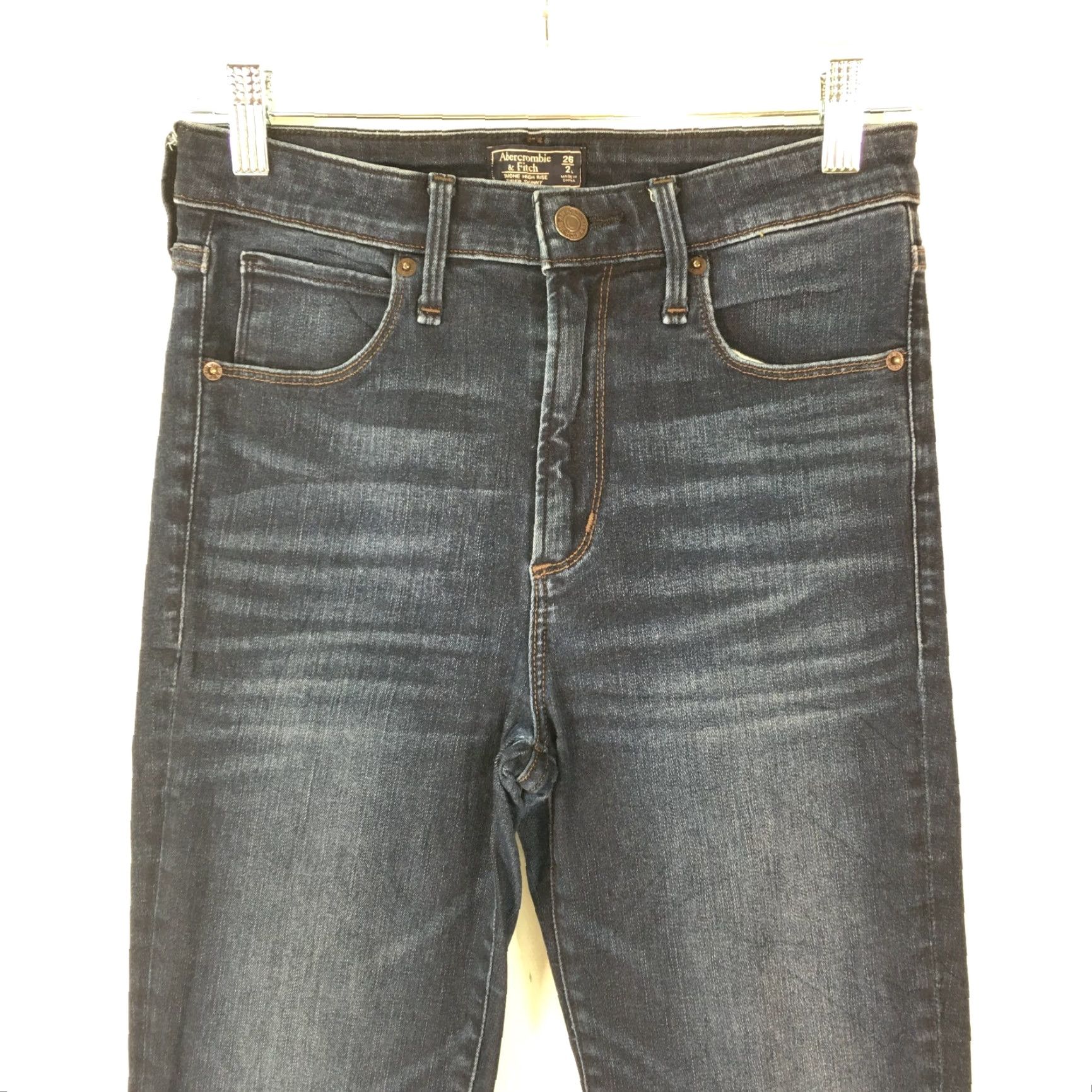 Abercrombie & Fitch VINTAGE Abercrombie & Fitch Womens Jeans Skinny 5-Pocket Blue 26x32 Regular Size 2 Inseam 32" Mid Rise 90s Pattern: Love, Preppy Mens Women Girls? Size 26" / US 2 / IT 38 - 2 Thumbnail