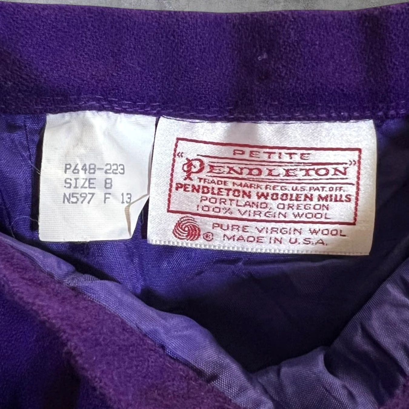 Pendleton VINTAGE Pendleton Petite Made In USA Virgin Wool Purple Midi Skirt Women's 8 Size 30" / US 8 / IT 44 - 4 Thumbnail