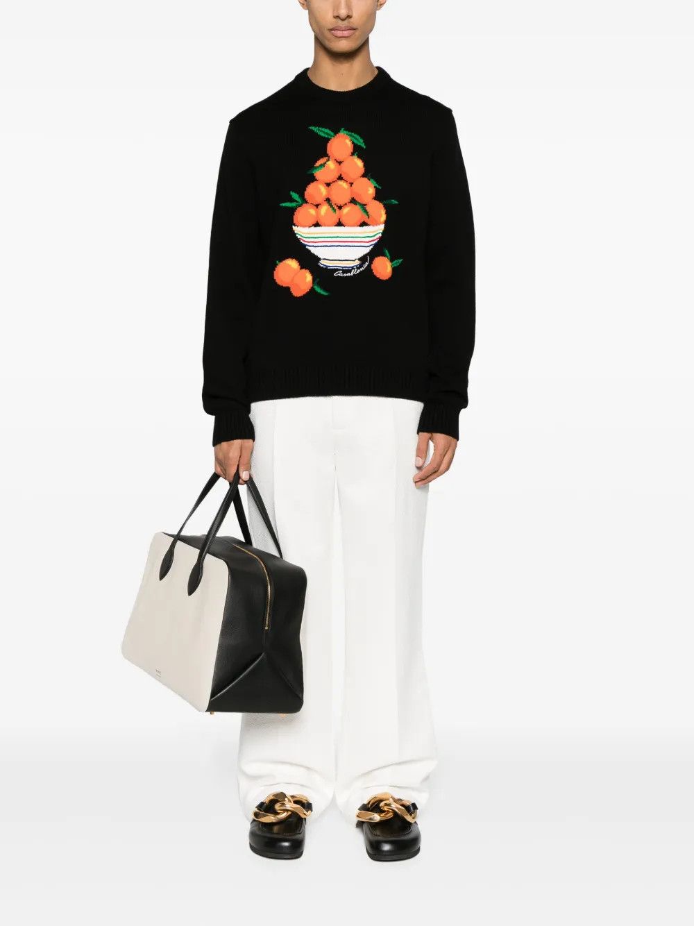 Casablanca o1mle0326 Pyramide Intarsia Jumper Sweater in Black Size US L / EU 52-54 / 3 - 2 Thumbnail