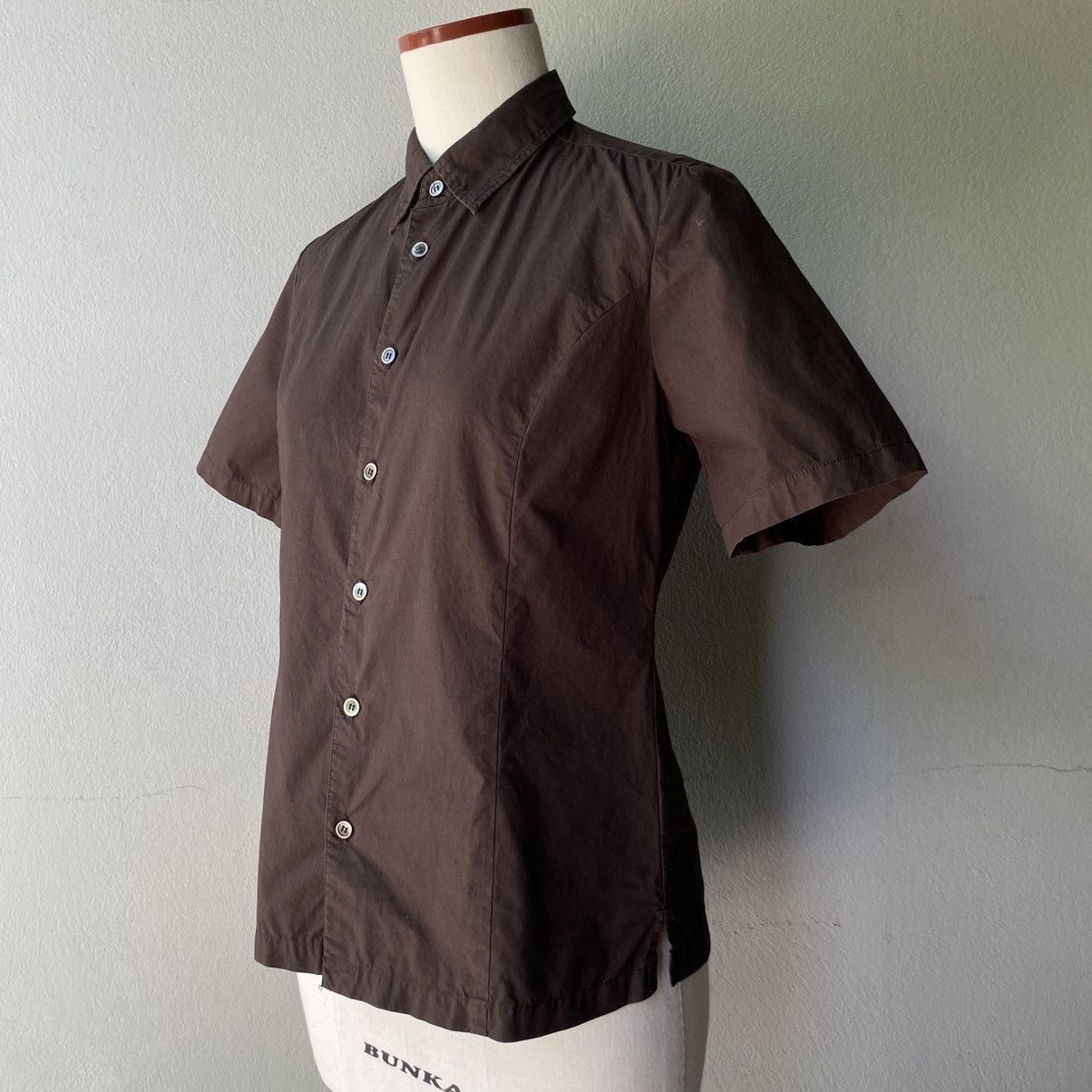 Sunao Kuwahara I.S. Sunao Kuwahara Brown Short Sleeve Button-Up Shirt Size M / US 6-8 / IT 42-44 - 5 Thumbnail