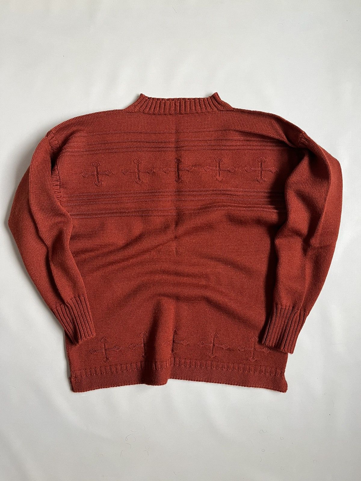 Le Tricoteur Guernsey Vintage Traditional Guernsey Brown Cross Wool Jumper Sweater Size US L / EU 52-54 / 3 - 1 Thumbnail