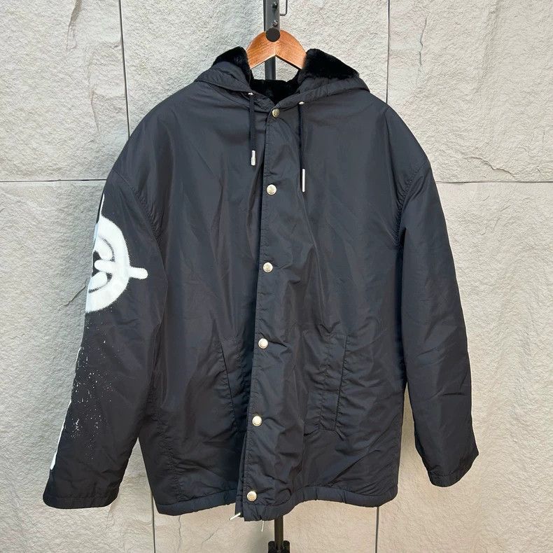 Givenchy Givenchy Size 46Classic Black Graffiti Hooded Cotton Coat 2 Size US XL / EU 56 / 4 - 1 Thumbnail