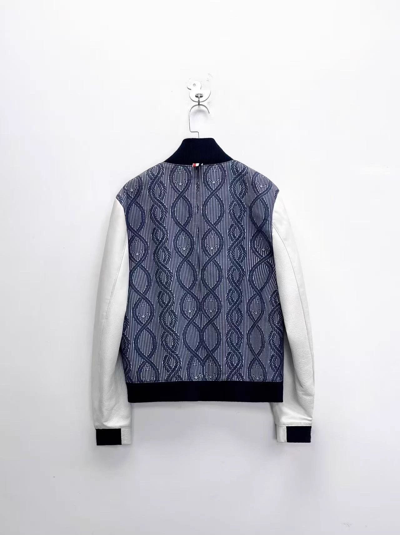 Thom Browne Thom Browne Anchor Stripe Logo Leather Snap Baseball Jkt 1 Size US S / EU 44-46 / 1 - 2 Thumbnail
