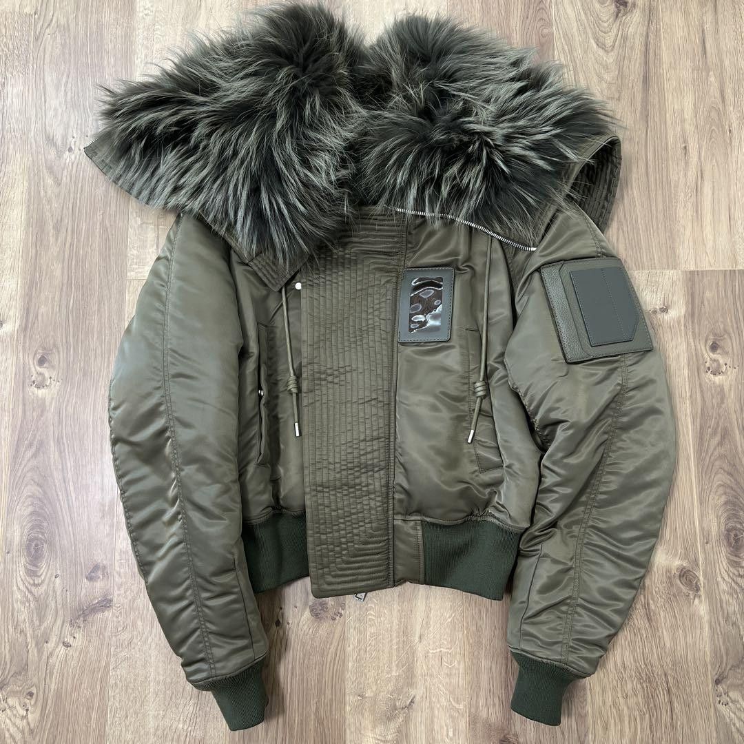 Juun.J $2925 Olive N2-B Flight Bomber Jacket Fur Hood - M-L Size US S / EU 44-46 / 1 - 1 Thumbnail