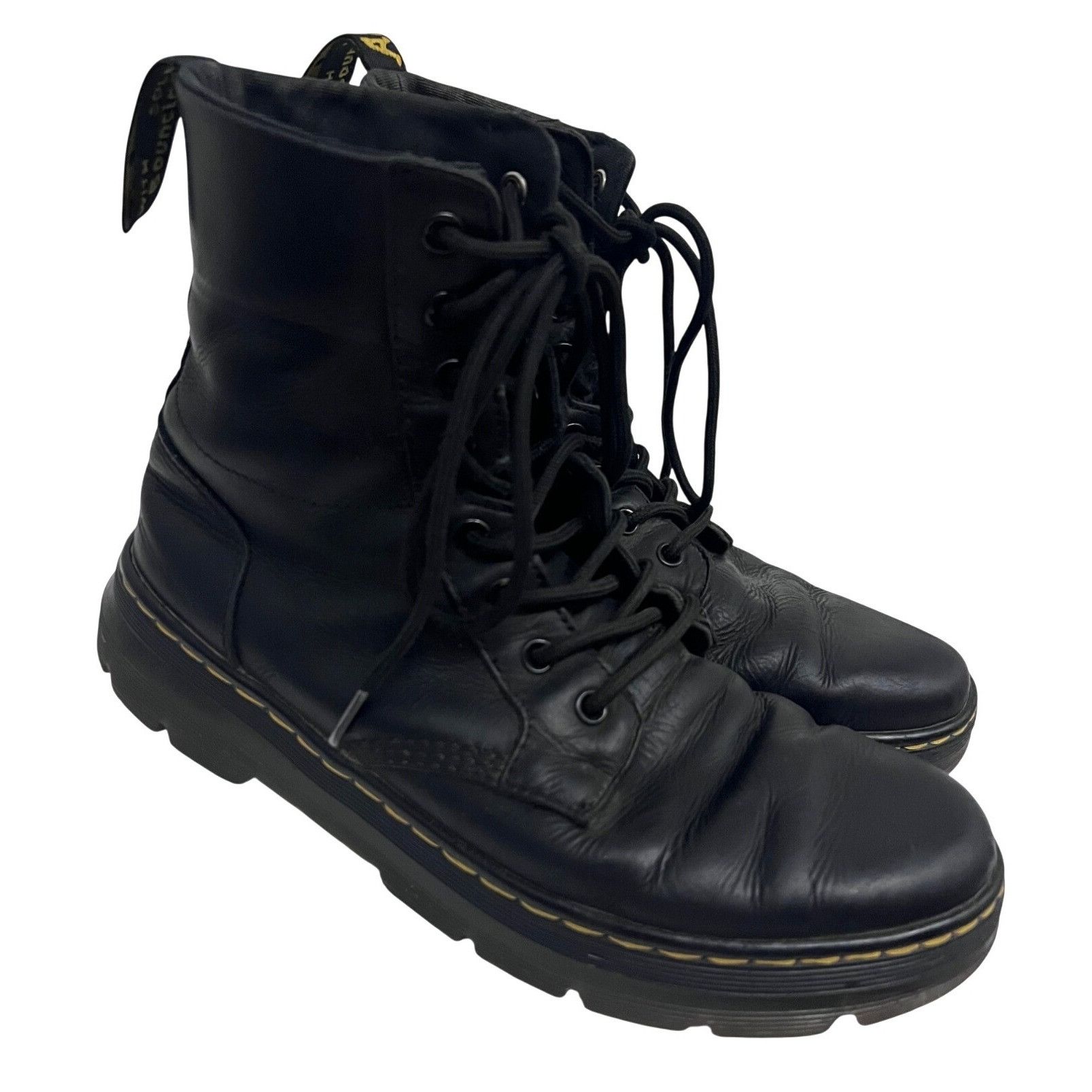 Dr Martens Dr. Martens Black Leather Combat Boots Shoes Mens Us 9 Lace