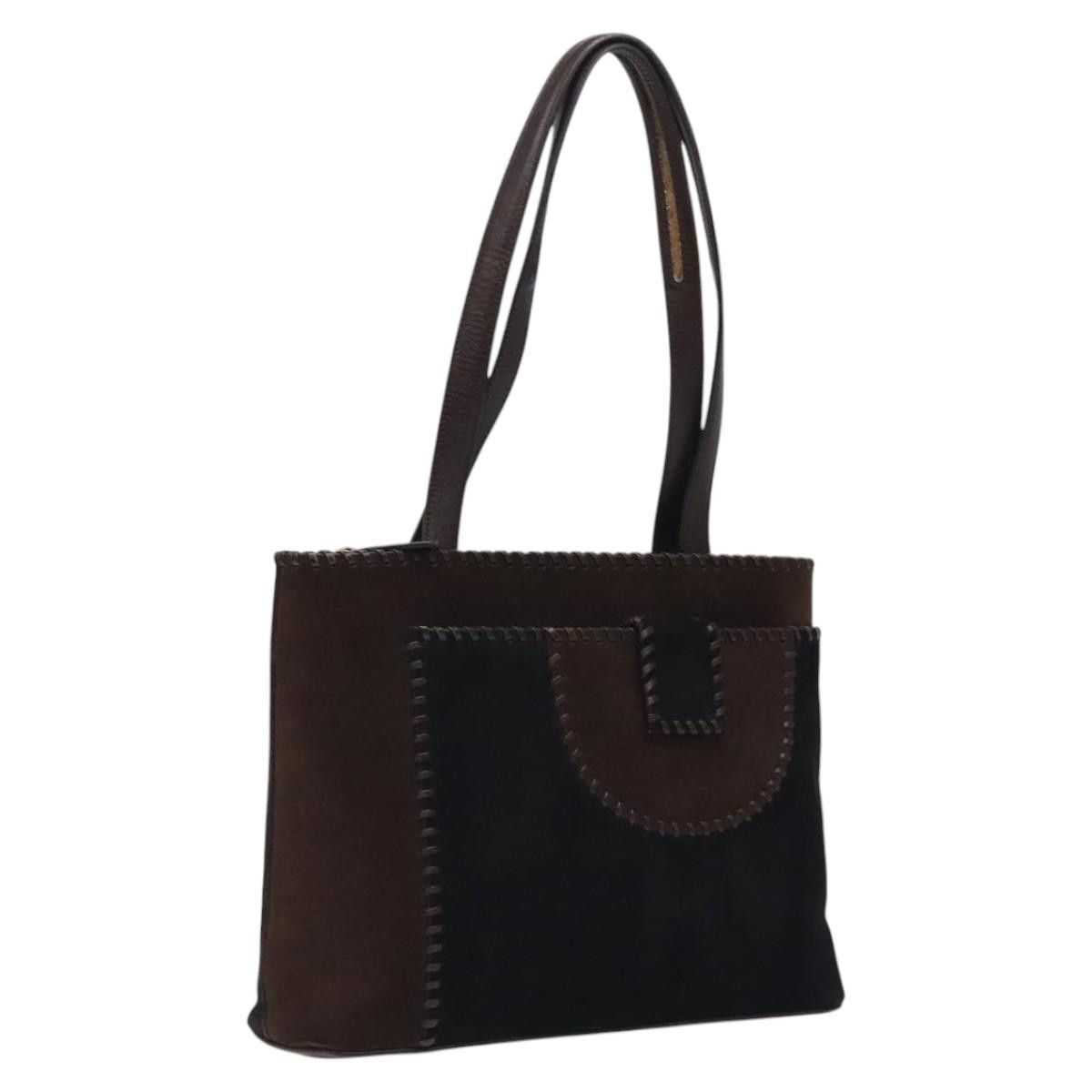 Salvatore Ferragamo Shoulder Bag Suede Brown Auth Bs24677, Women's