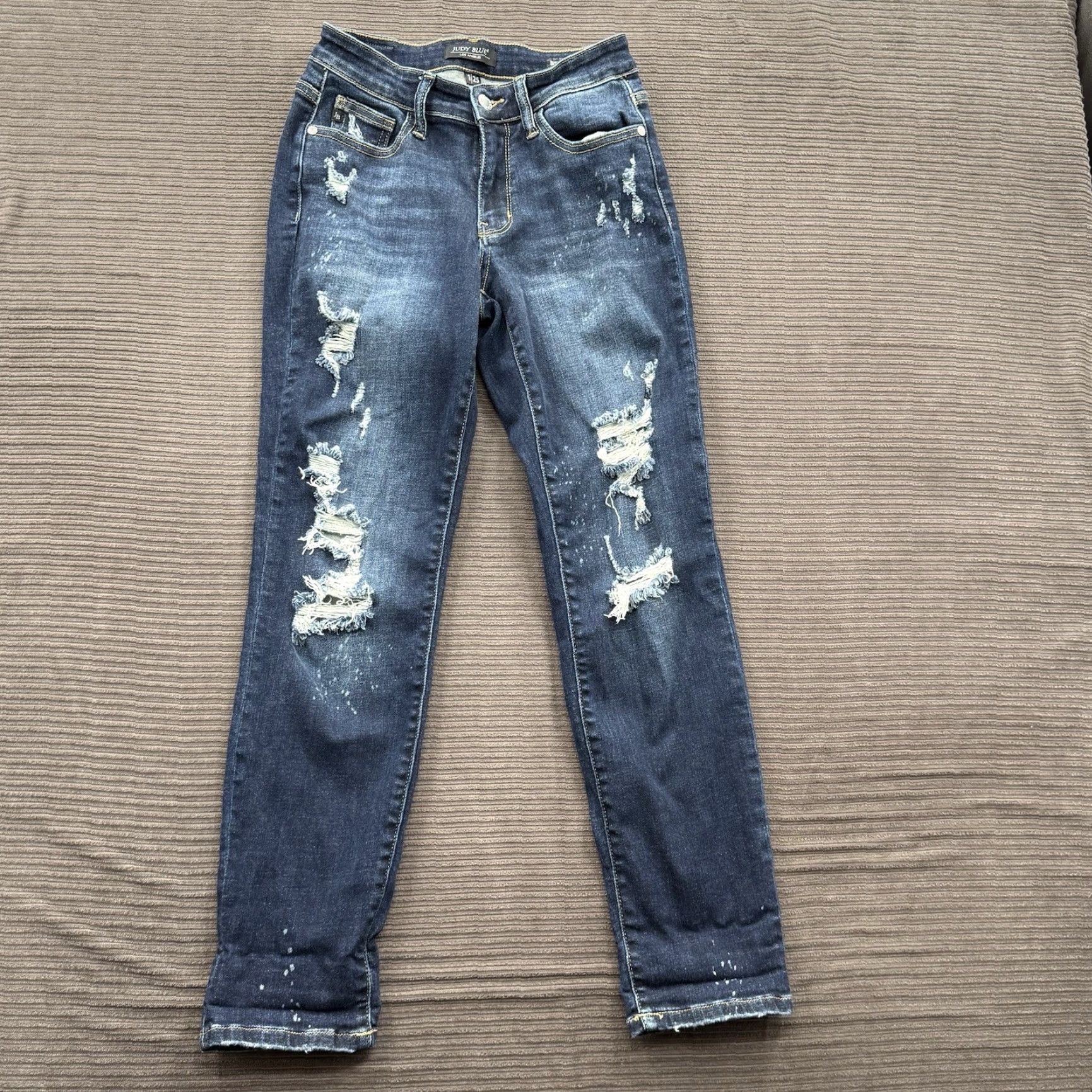 Vintage Judy Blue Jeans Women Jeans 25 Blue Cotton Mid Rise Boyfriend Fit Distressed Comfort Regular Size 25 Inseam 29 Bohemian City Preppy Style Size 42" / US 20 - 2 Thumbnail