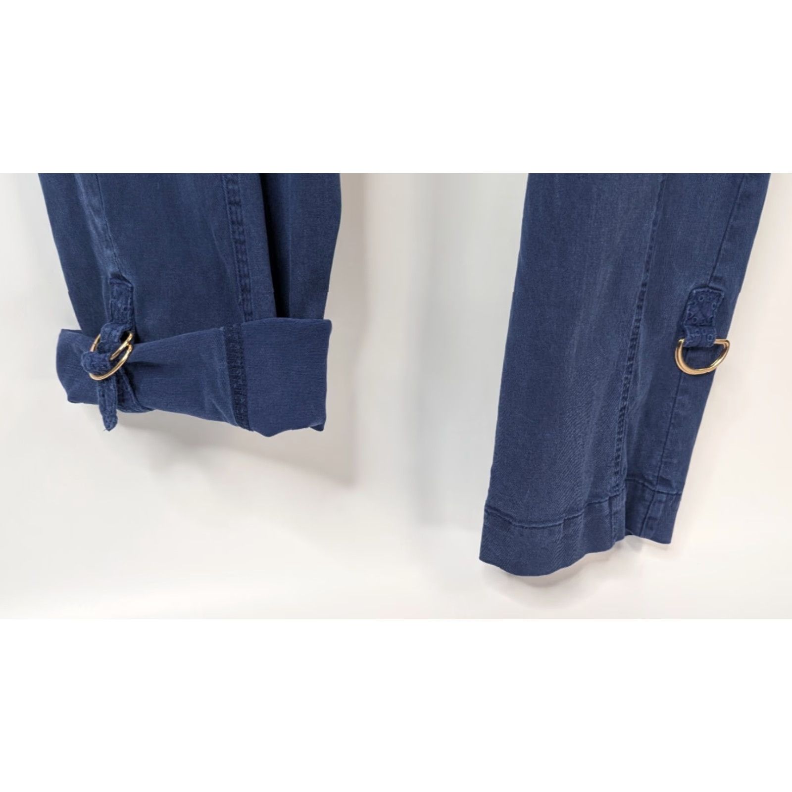 Soft Surroundings Soft Surroundings Blue Pants Cargo Pull On Pockets Eyelet Lace High Rise Casual Travel Linen Lyocell Cotton Spandex Tapered Regular Women" Size 36" / US 14 / IT 50 - 4 Thumbnail