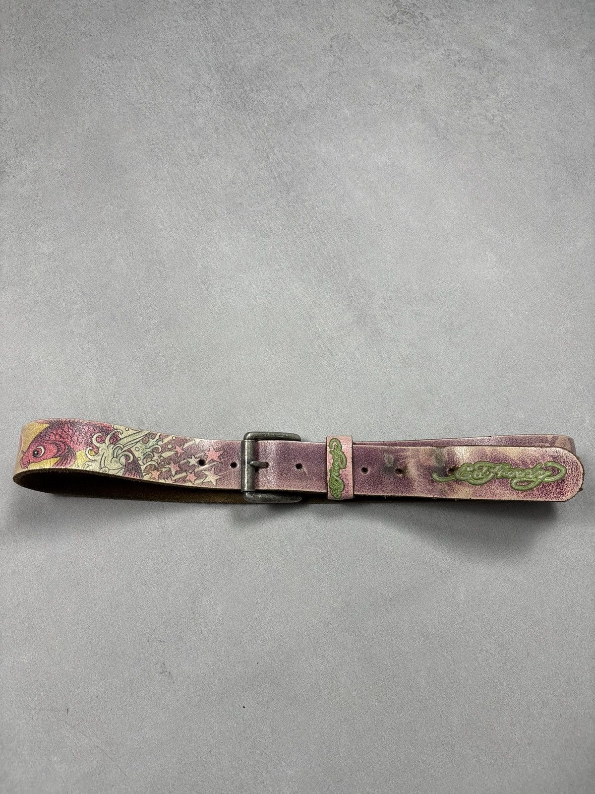 Ed Hardy Ed Hardy Leather Belt Koi Fish Japanese Vintage Y2K Tattoo Size ONE SIZE - 2 Thumbnail
