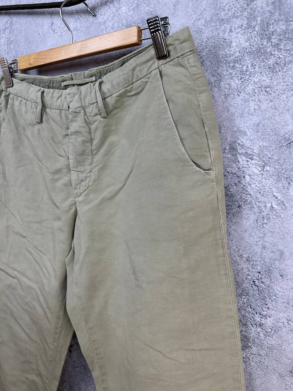 Incotex Incotex Slim Fit Cotton/Linen Trousers Olive Pants Size US 32 / EU 48 - 5 Thumbnail