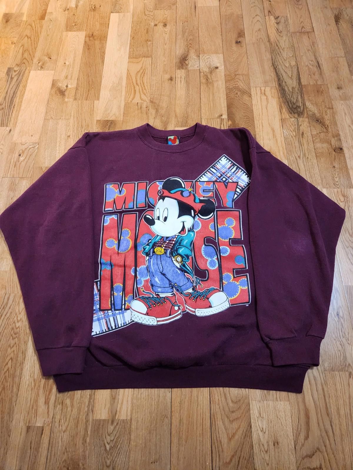 Disney Vintage Disney Mickey Mouse Streetwear Crewneck Maroon XL Size US XL / EU 56 / 4 - 1 Thumbnail