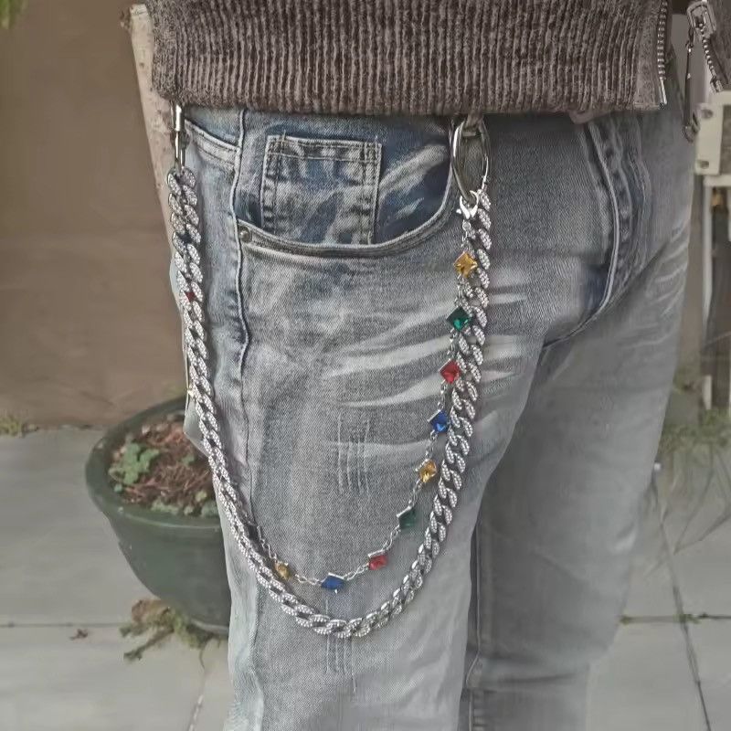 Jean Double Layer Heavy-duty Cuban Link Chain Wallet Pant Size ONE SIZE - 1 Thumbnail