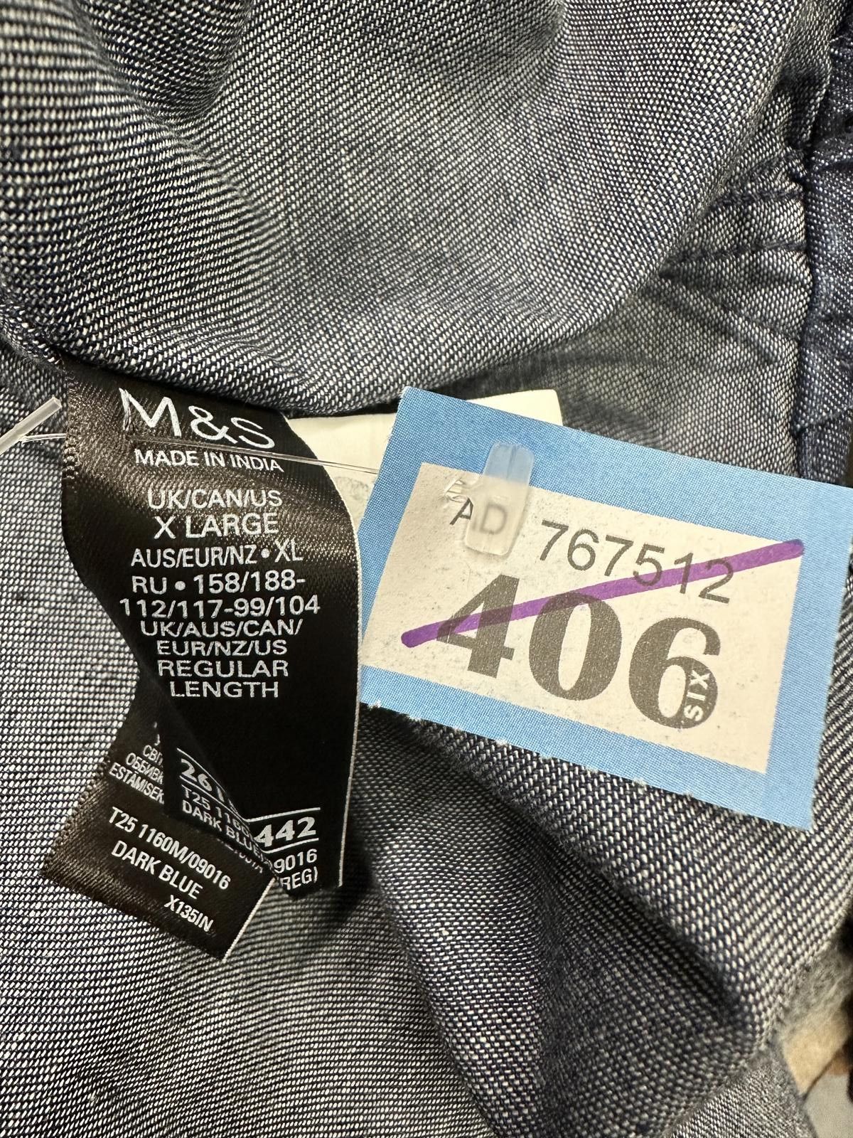 M.E. Sport M&S Dark Blue Denim Shirt XL Regular Length Size US XL / EU 56 / 4 - 3 Thumbnail