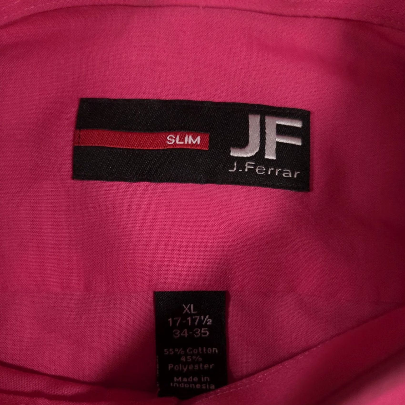 Vintage J Ferrar Shirt Mens XL Pink Slim Fit Button Down Long Sleeve Dress Shirt Modern Size 46R - 5 Thumbnail