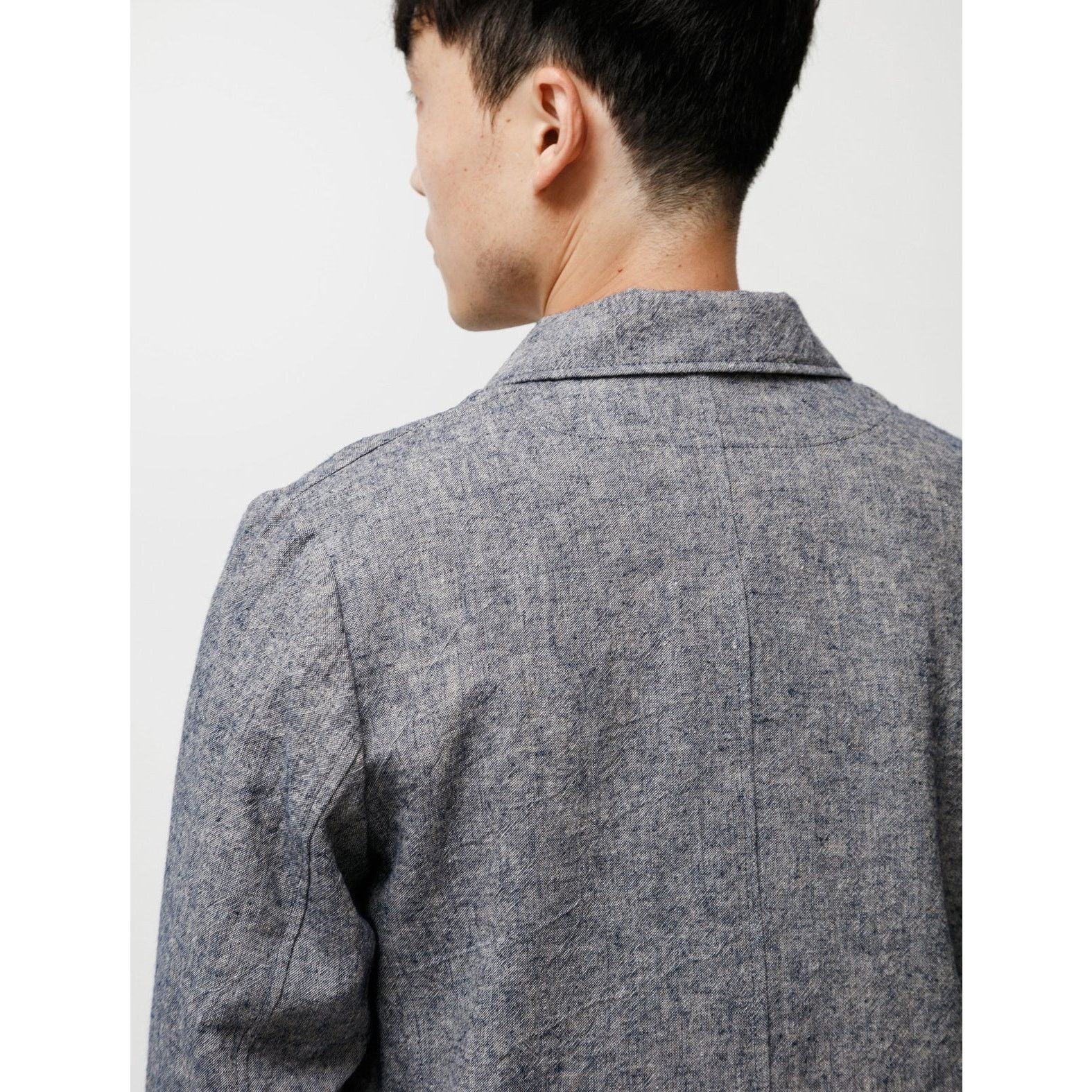 Frank Leder Work Jacket Grey Blue Textured Linen Chore - L NWT $490 Size US L / EU 52-54 / 3 - 14 Thumbnail