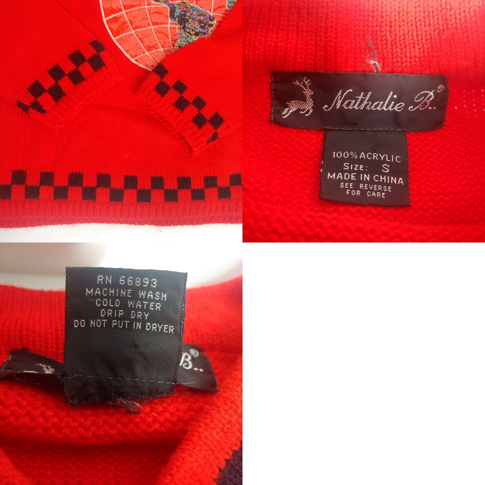 Vintage VINTAGE Nathalie B Sweater Womens Small Red All Over The World Sequin Travel 1980s Size S / US 4 / IT 40 - 8 Thumbnail