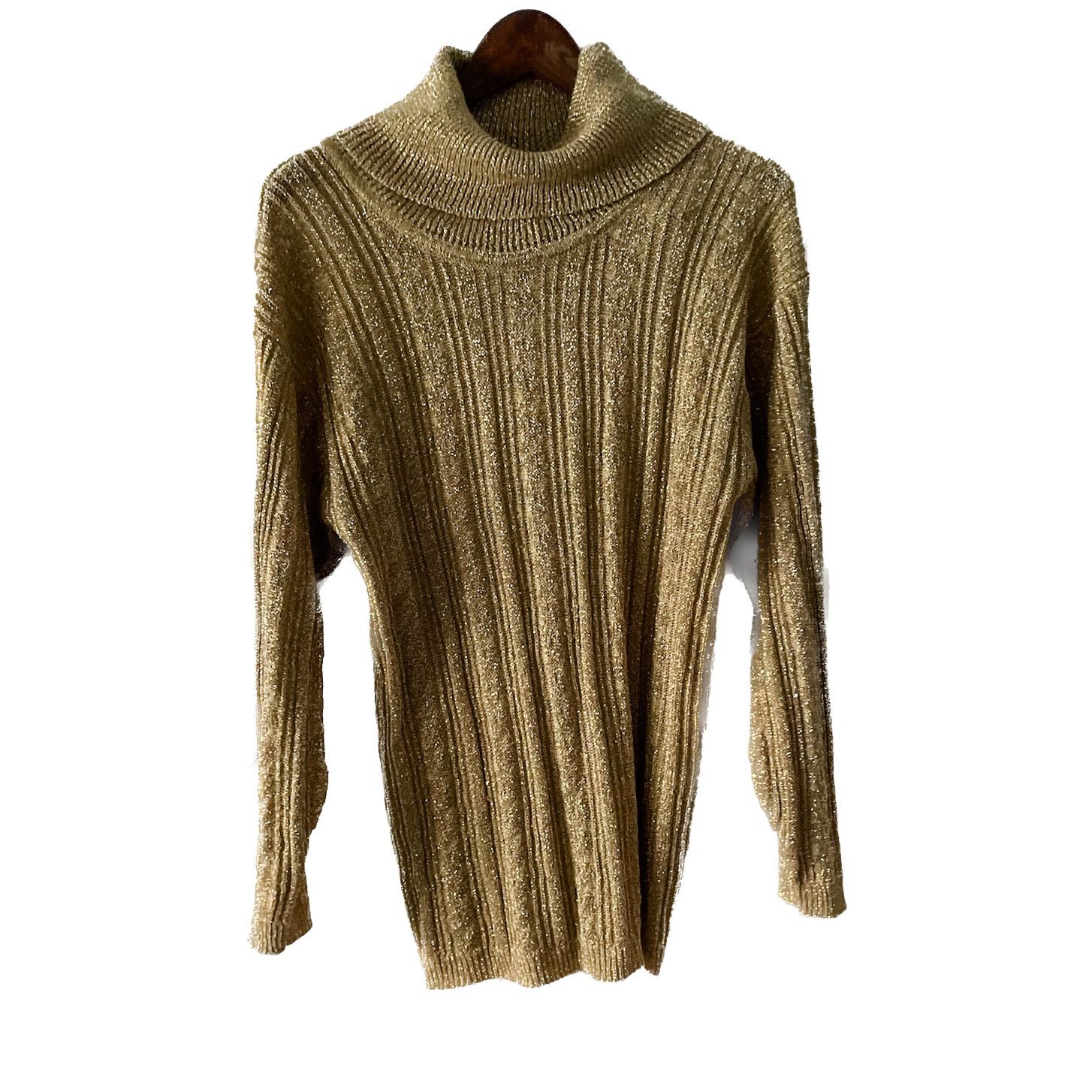Vintage Vintage gold metallic sparkle ribbed knit turtleneck tunic M Size M / US 6-8 / IT 42-44 - 7 Thumbnail