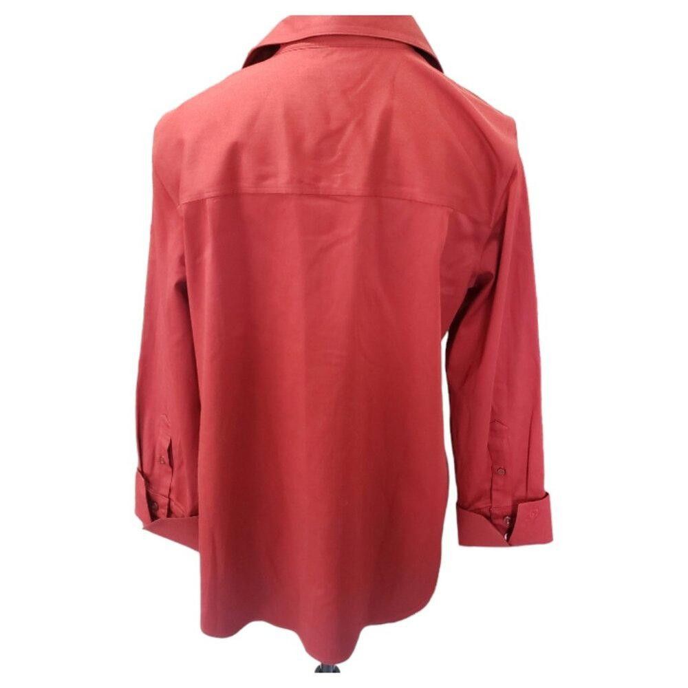 Chicos CT222 Chico's Brick Red Shirt Long Sleeve Size 6 Size M / US 6-8 / IT 42-44 - 3 Thumbnail