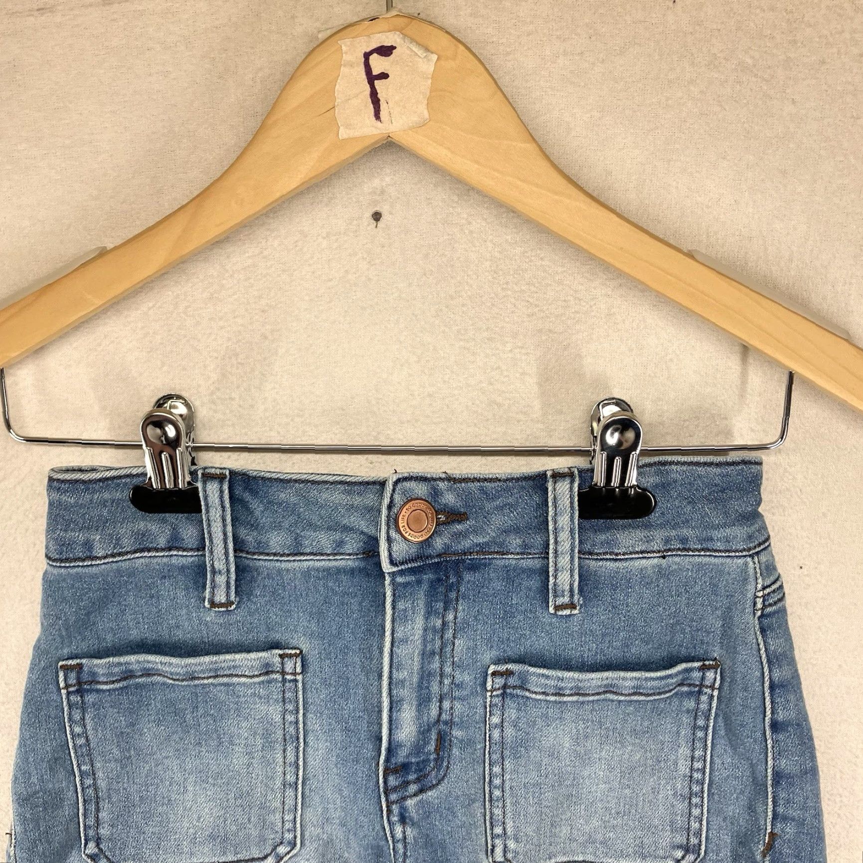 Denime SO Shortie Hi-Rise Denim Shorts Cuffed Med Wash Blue Pockets Junior Size 3/26 Size 26" / US 2 / IT 38 - 4 Thumbnail
