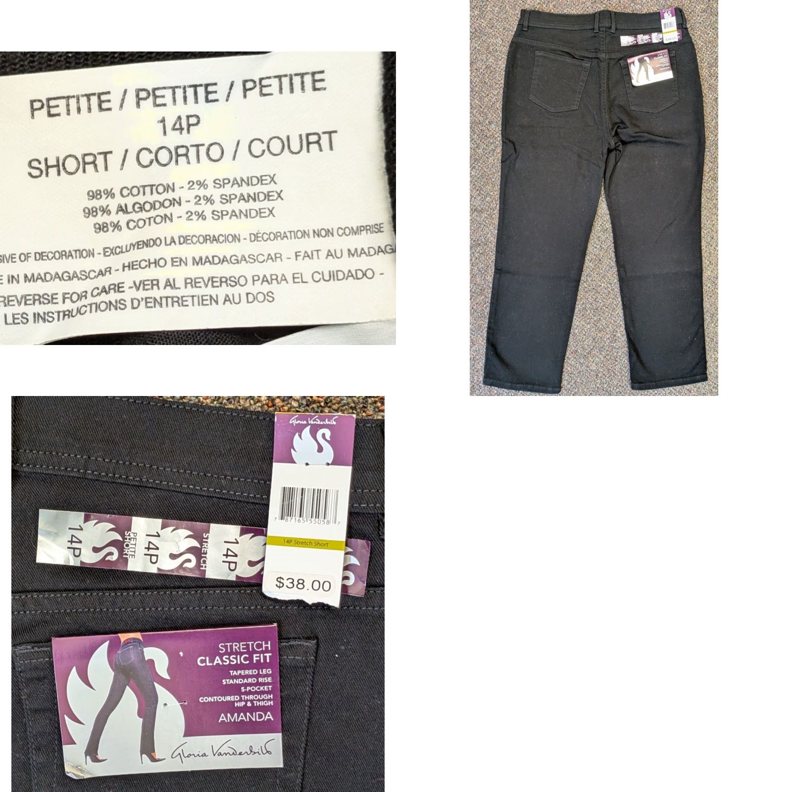 Gloria Vanderbilt Gloria Vanderbilt Amanda Classic Fit 14P Petite Stretch Short Womens Black Jeans Shirt? Size 36" / US 14 / IT 50 - 8 Thumbnail