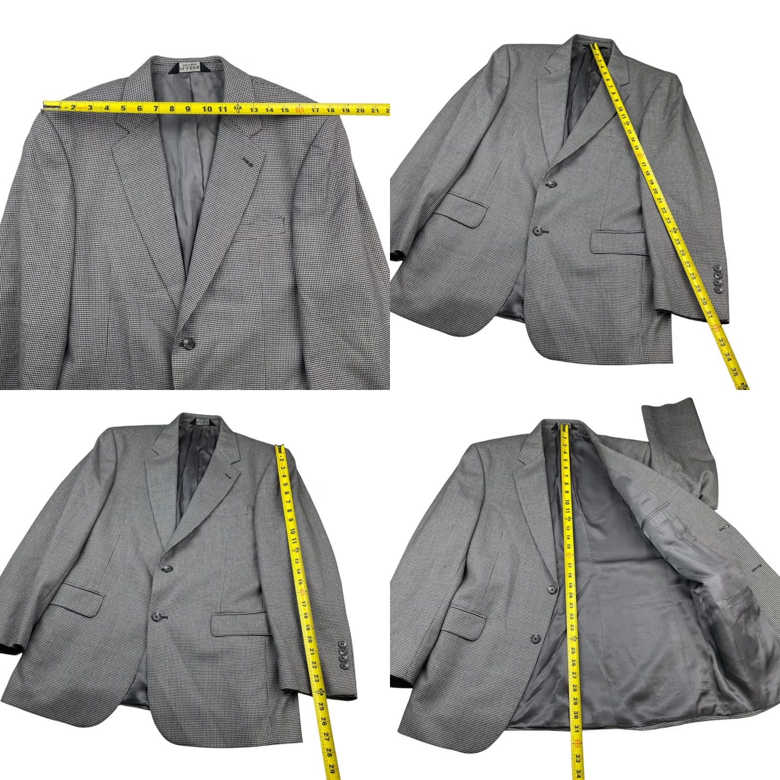 Jos. A. Bank Jos A Bank Men's Gordon Blazer Gray Houndstooth Wool 2-Button 41R Size 42R - 8 Thumbnail