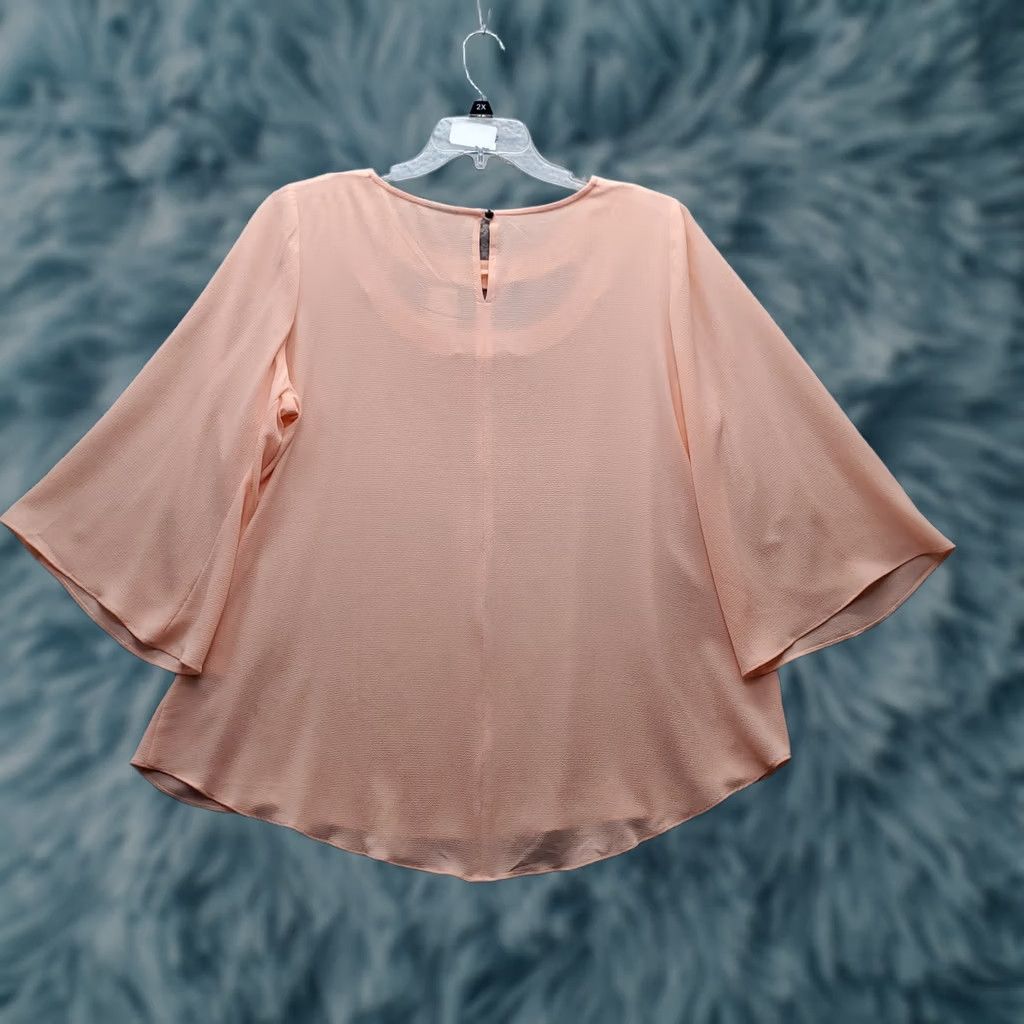 Avenue Avenue Womens Blouse Orange 14/16 Stretch Pullover Round Neck 3/4 Sleeve Lightweight Casual Shirt Size XL / US 12-14 / IT 48-50 - 1 Thumbnail