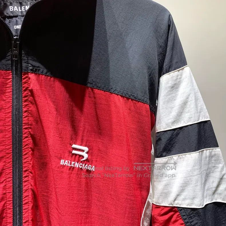 Balenciaga Black and Red Contrast Zip Long Sleeve Jacket