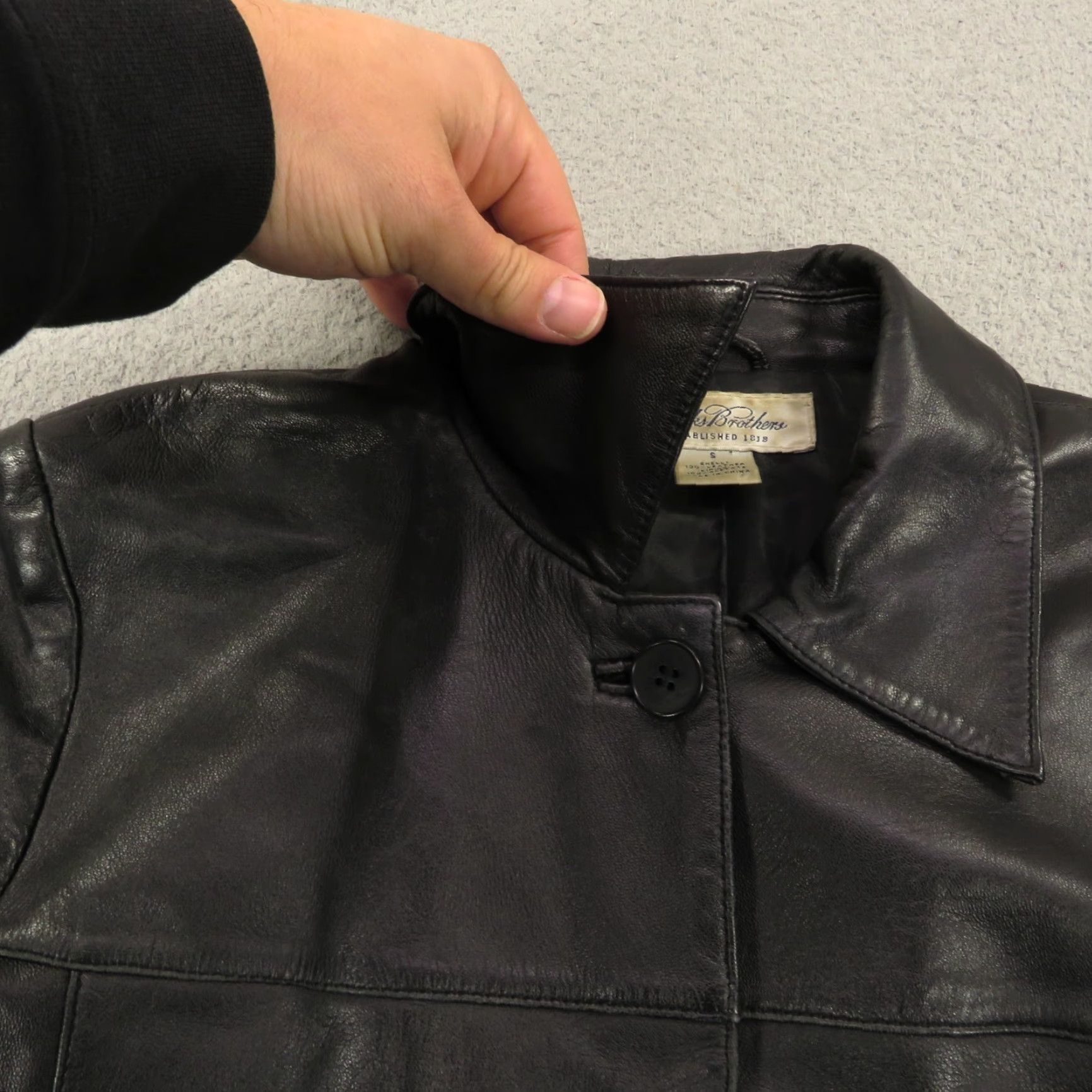 Brooks Brothers Womens Brooks Brothers Leather Jacket Small Five Button Collared Single Breasted Buttoned Size S / US 4 / IT 40 - 5 Thumbnail