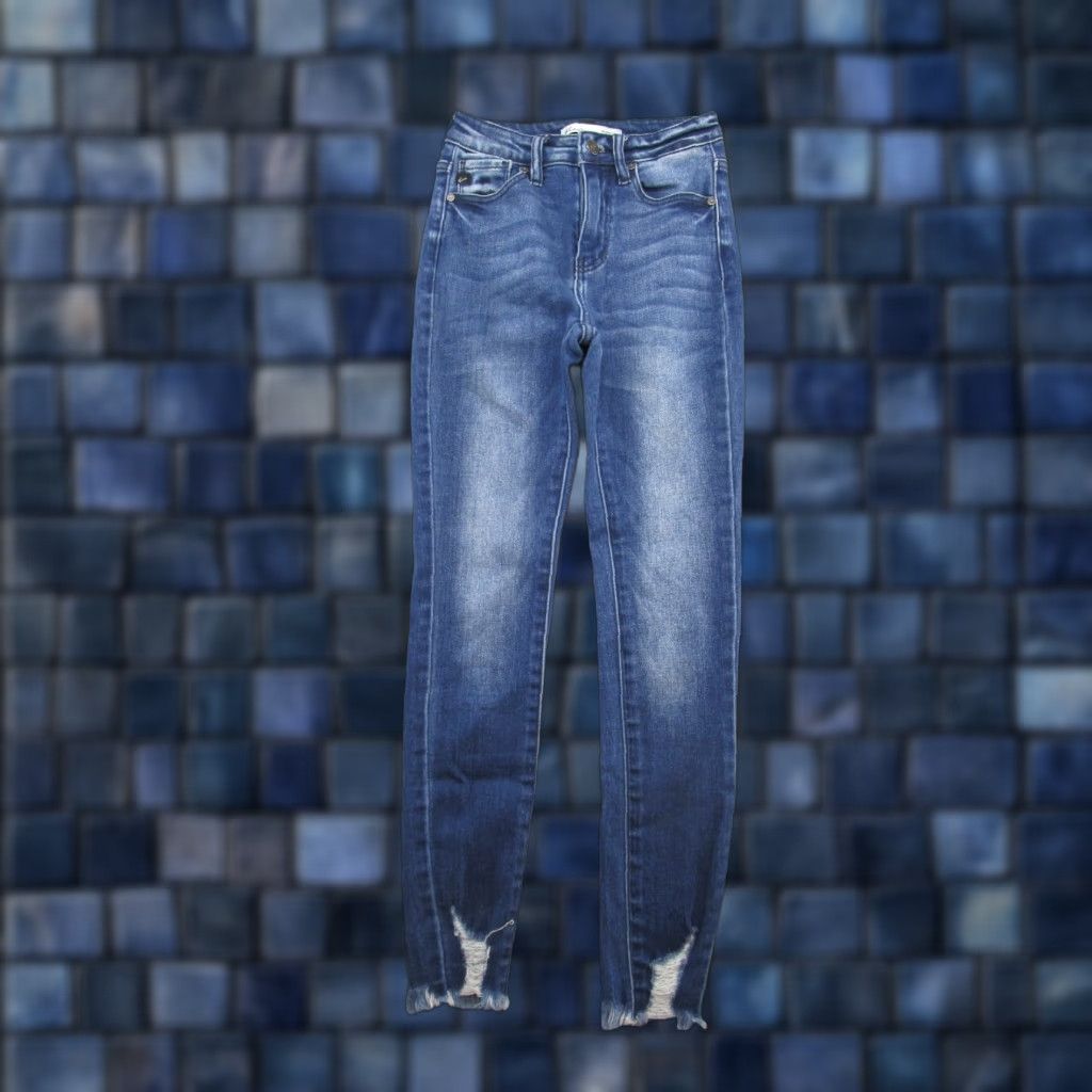 Vintage Kancan Jeans Women's Stretch Ankle Skinny Jeans Blue 23 Slim Fit KanCan Womens Size 23 Skinny Size 40" / US 18 - 1 Thumbnail