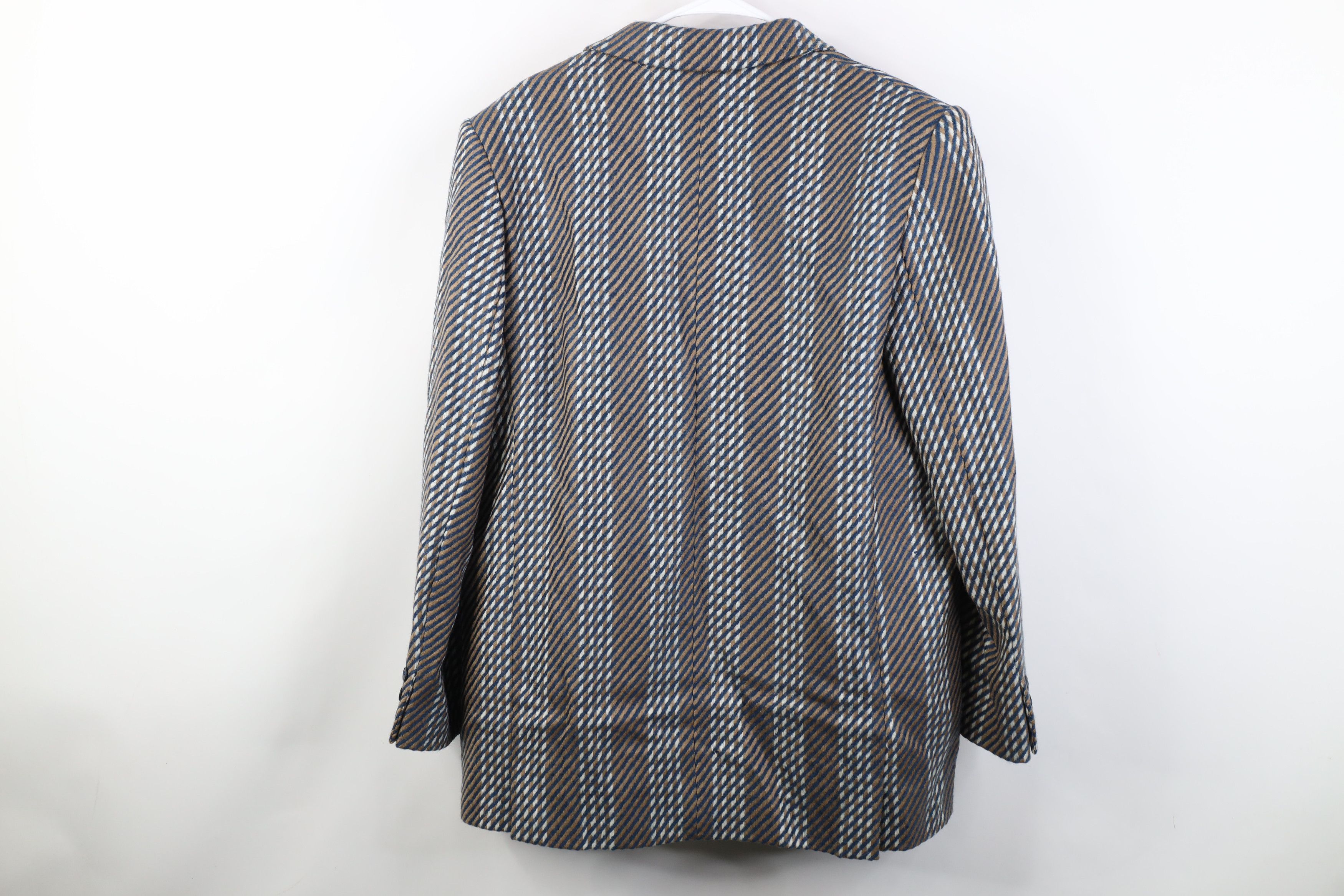 Vintage Vintage 90s Streetwear Striped Wool Suit Coat Blazer Jacket Size XXL / US 16-18 / IT 52-54 - 13 Thumbnail