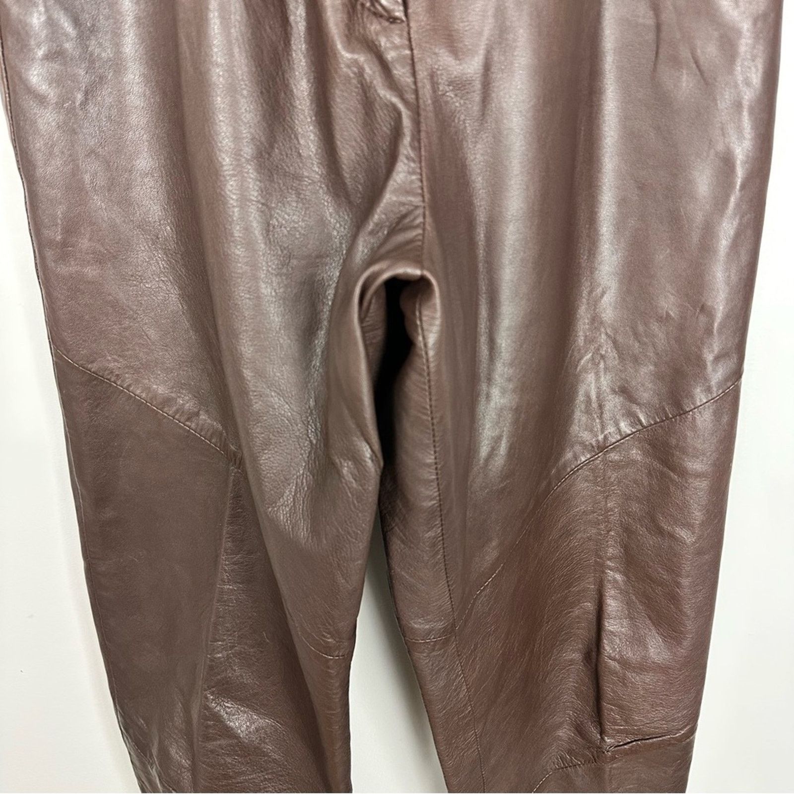 Other Madeleine Leather Brown Triple Pleated High Waist Trouser 4 Size 27" / US 4 / IT 40 - 9 Thumbnail