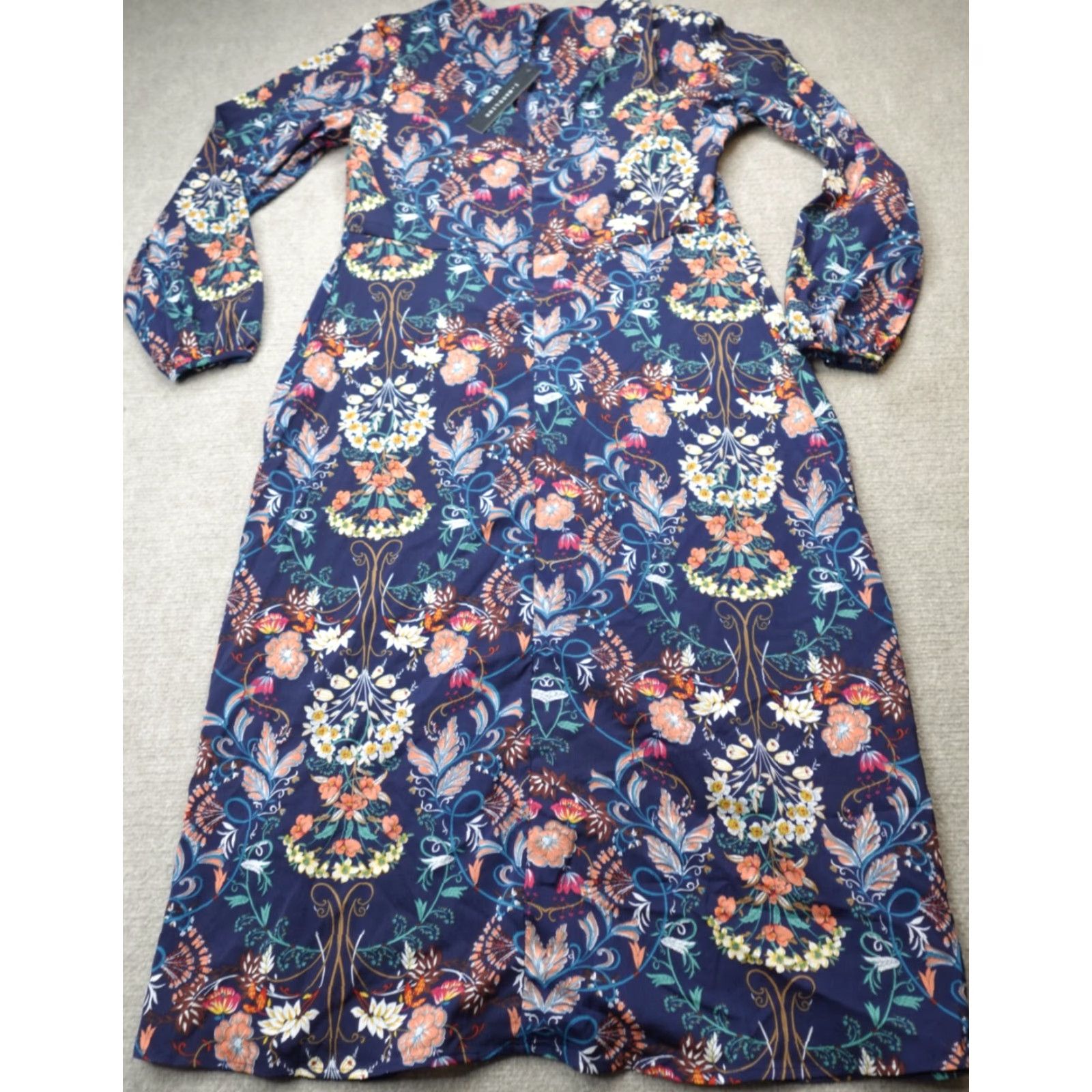 Vintage VINTAGE I. Madeline Womens Dress Large Blue Navy Garden Splendor NEW Size L / US 10 / IT 46 - 6 Thumbnail