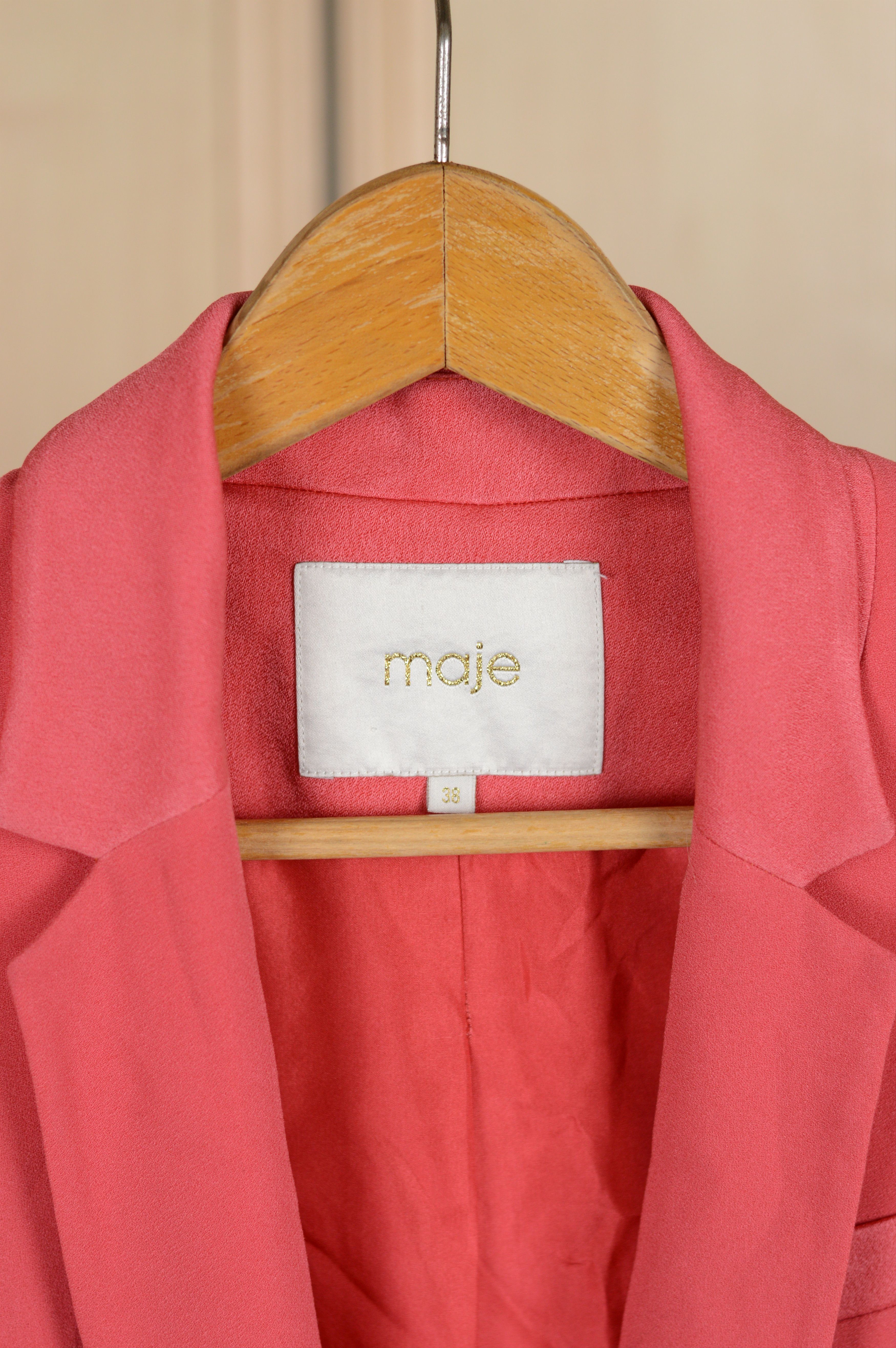 Maje Maje One Button Pink Blazer With Zippers Size XS / US 0-2 / IT 36-38 - 4 Thumbnail