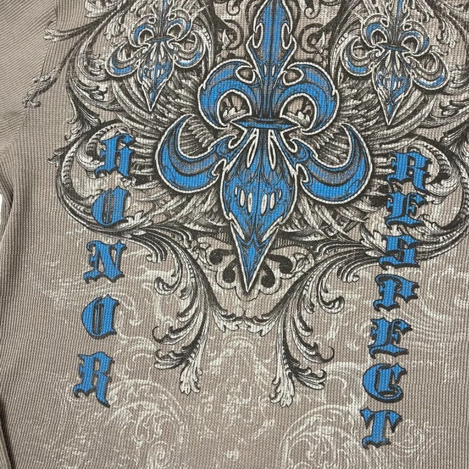 Vintage VINTAGE MMA ELITE Shirt Mens L Brown Thermal Skater Grunge Punk Wings Long Sleeve Size US L / EU 52-54 / 3 - 4 Thumbnail