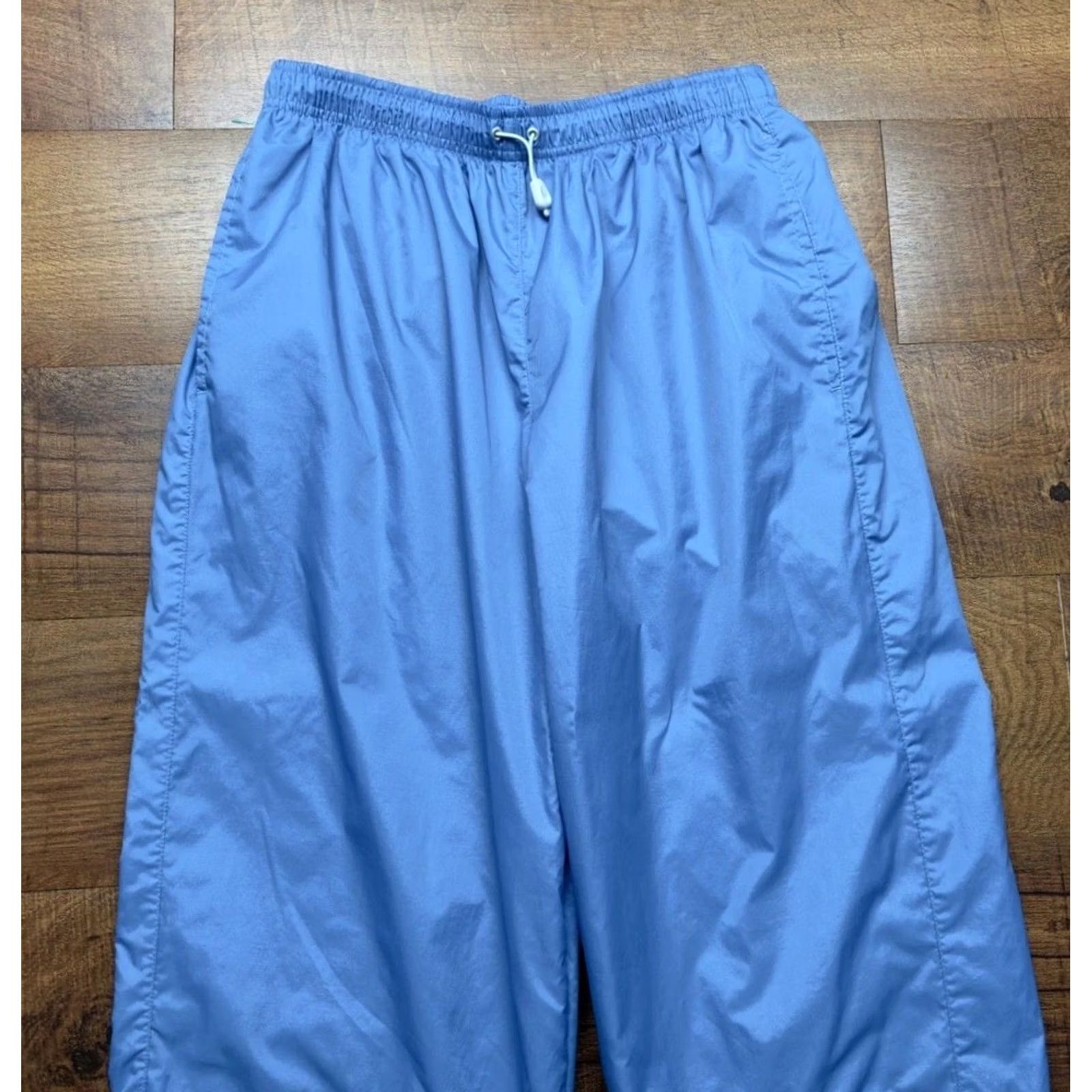 Nike VTG Y2K Nike Mens Track Pants Light Blue M Nylon Windbreaker Pockets Drawstring Ankle Zips 31in Inseam Sports Athleisure 90s Mens Size US 31 - 5 Thumbnail