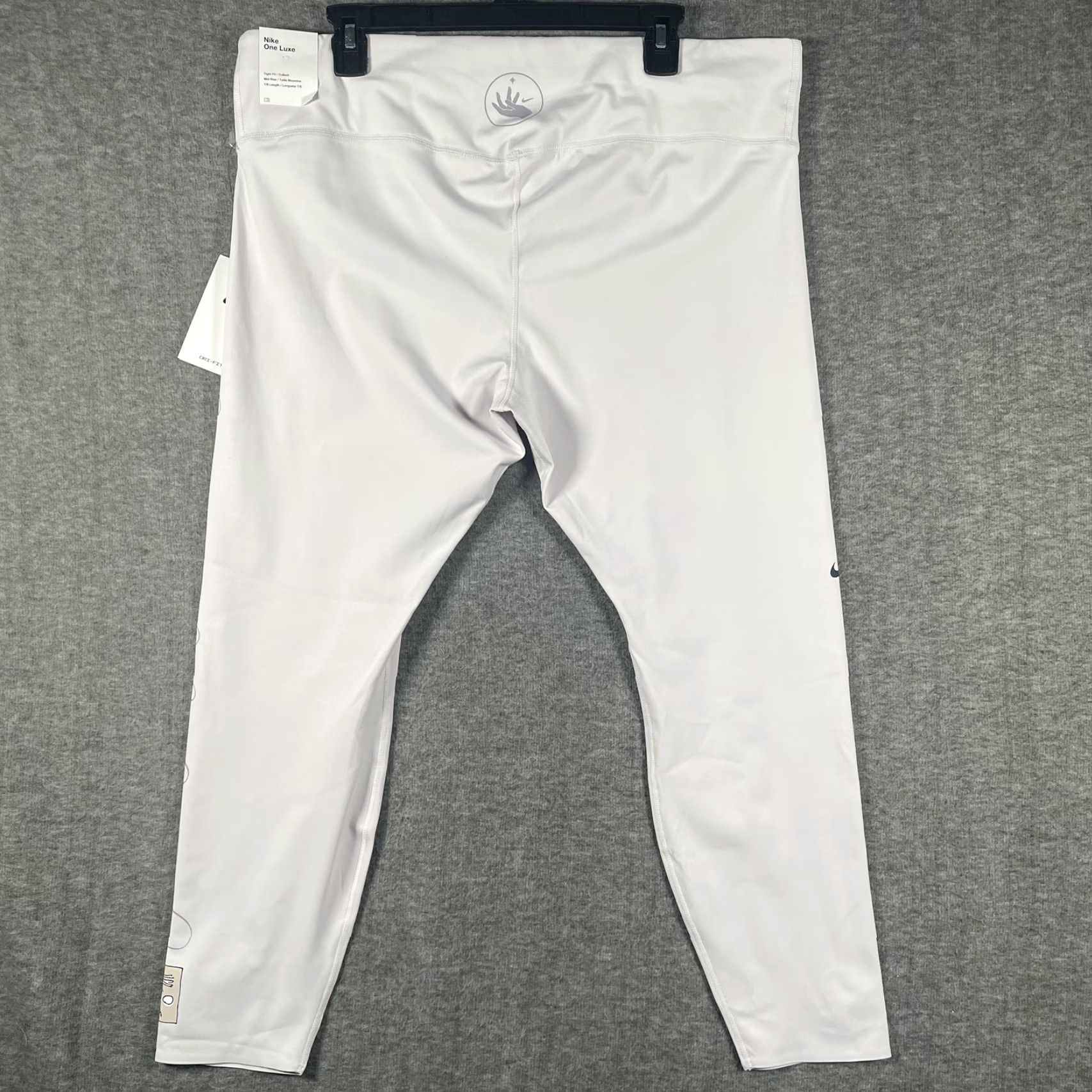 Nike VINTAGE Nike Leggings Womens 2X White One Luxe Dri-FIT Mid Rise Leggings Serena Script Black? Size 40" / US 18 - 2 Thumbnail