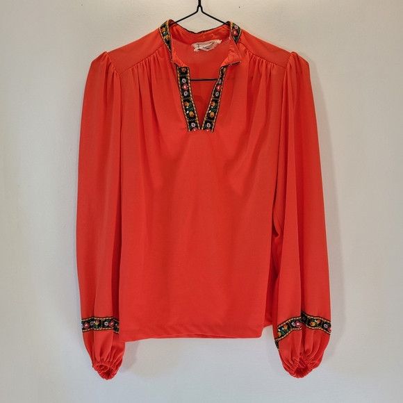 Vintage Vintage Irving Nadler puffy sleeve orange blouse 70s - S Size S / US 4 / IT 40 - 1 Thumbnail