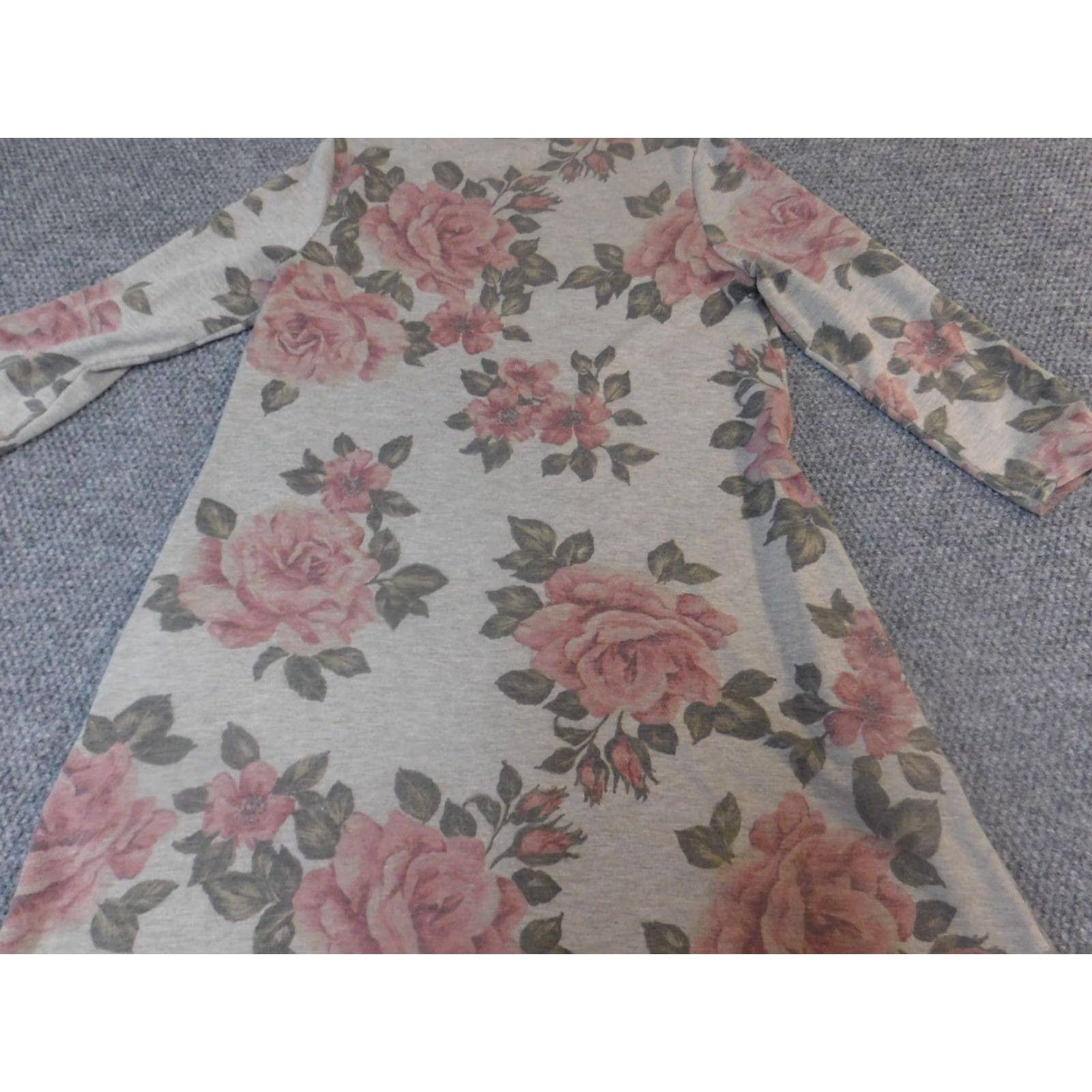Apt. 9 Apt 9 Womens Dress M Floral A-Line Stretch Knit Nylon Long Puff Sleeve Mock Neck Crochet Pullover Casual Winter Blue Size M / US 6-8 / IT 42-44 - 6 Thumbnail