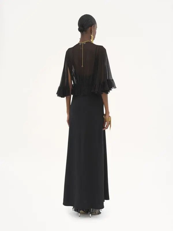 Chloe o1loc1c10226 V-neck Long Dress in Black Size S / US 4 / IT 40 - 2 Thumbnail