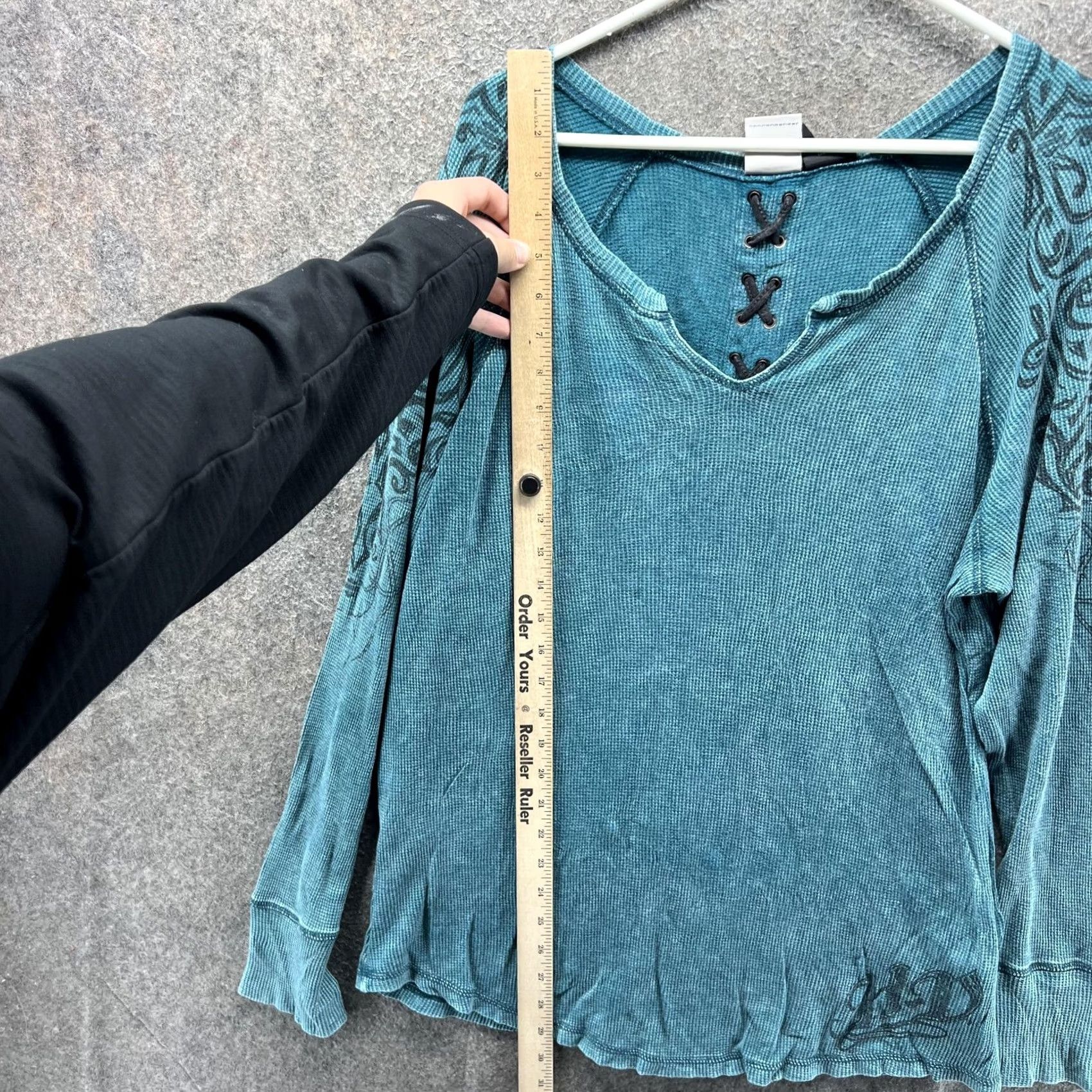 Harley Davidson Harley-Davidson Shirt Womens Large Blue Thermal Lace Up Back Long Sleeve Top Size L / US 10 / IT 46 - 7 Thumbnail