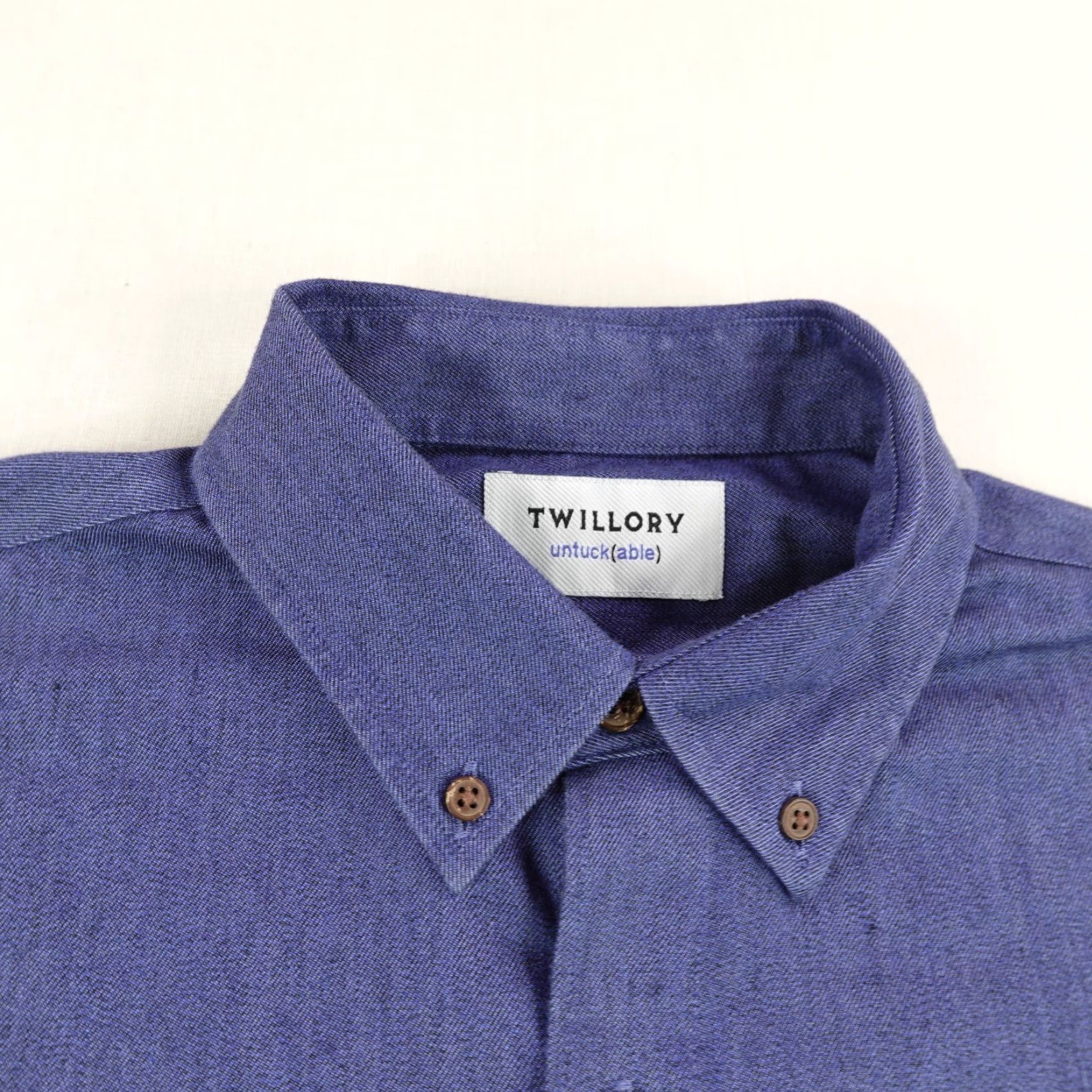 Vintage Twillory Button-Up Shirt Mens Medium Blue Tailored Fit Untuckable Flannel Cotton Polyester Spandex Button Collared Long Sleeve Regular Size M Size US M / EU 48-50 / 2 - 2 Thumbnail