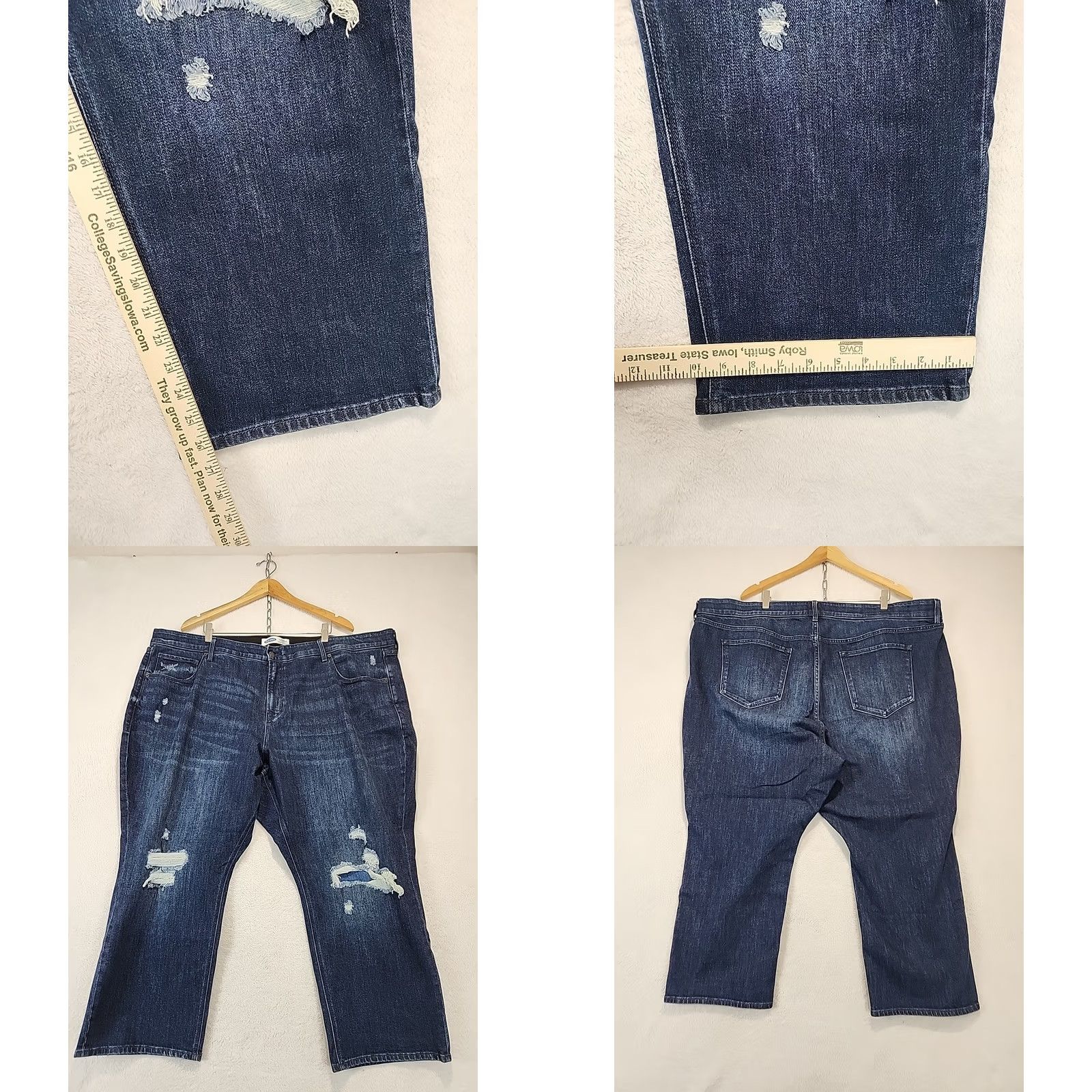 Old Navy VINTAGE Old Navy Women Plus Size 28 Short Power Slim Straight High Rise Distressed Jeans Size 28" / US 6 / IT 42 - 8 Thumbnail