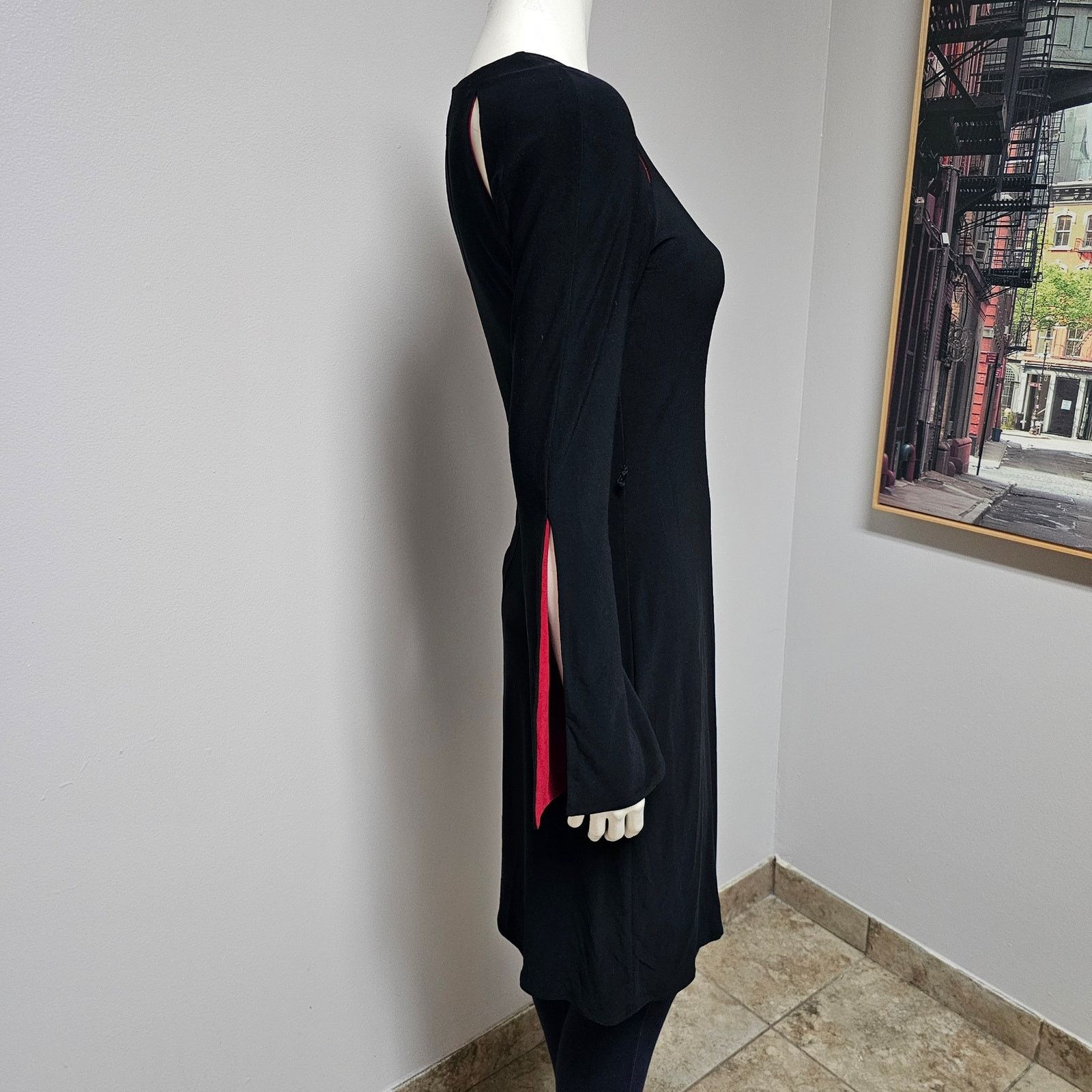 Laundry by Shelli Segal Laundry Black Dress Cut-Outs Split Sleeve sz4 - no belt Size S / US 4 / IT 40 - 4 Thumbnail