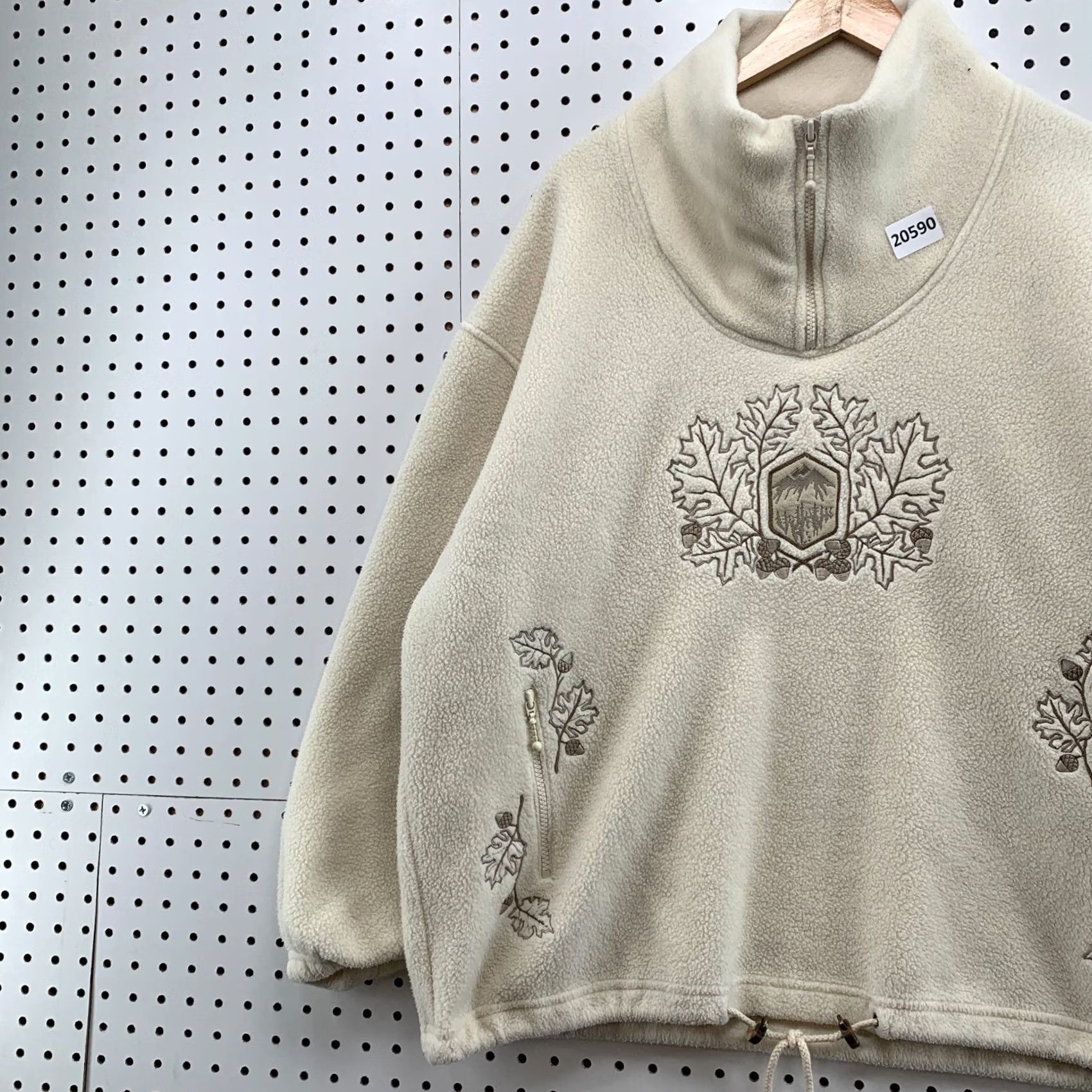 Vintage Sno Skins Fleece Shawl Neck Sweatshirt 1/4 Zip Pullover Women Large 27x29 LEAVES Size L / US 10 / IT 46 - 7 Thumbnail