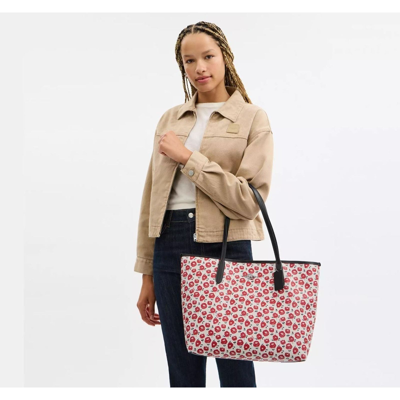 Coach NWT COACH CBI50 City Tote Bag Floral Print Red Multi Size ONE SIZE - 10 Thumbnail