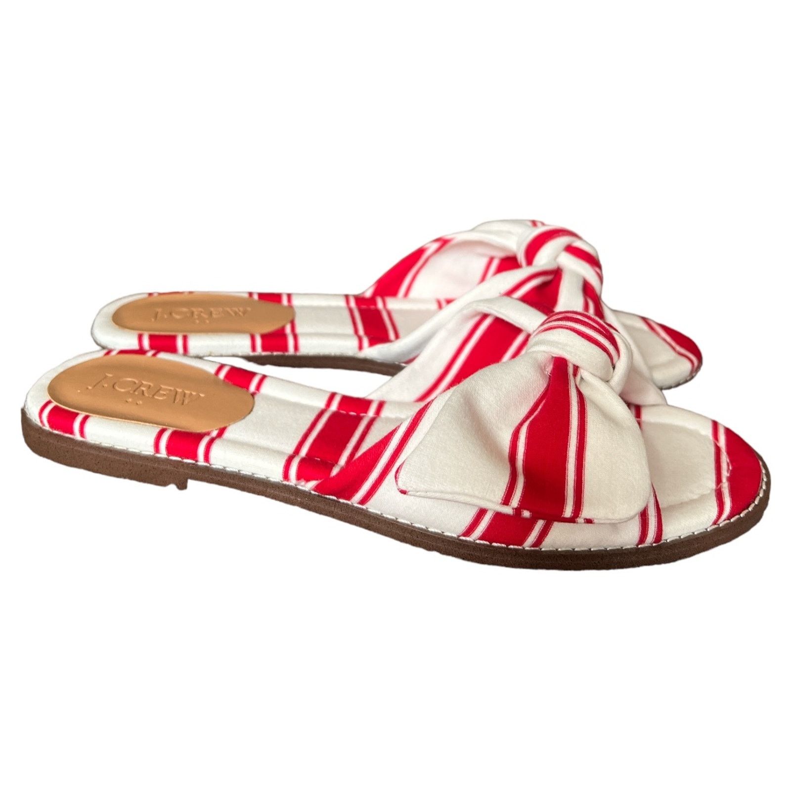 J.Crew J.Crew Red/ Ivory Stripe Print Knot Slide Sandals, US8.5 Size US 8.5 / IT 38.5 - 2 Thumbnail