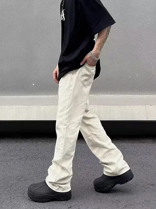 Japanese Brand × Jean High street apricot straight-leg micro-flared jeans Size US 32 / EU 48 - 4 Thumbnail