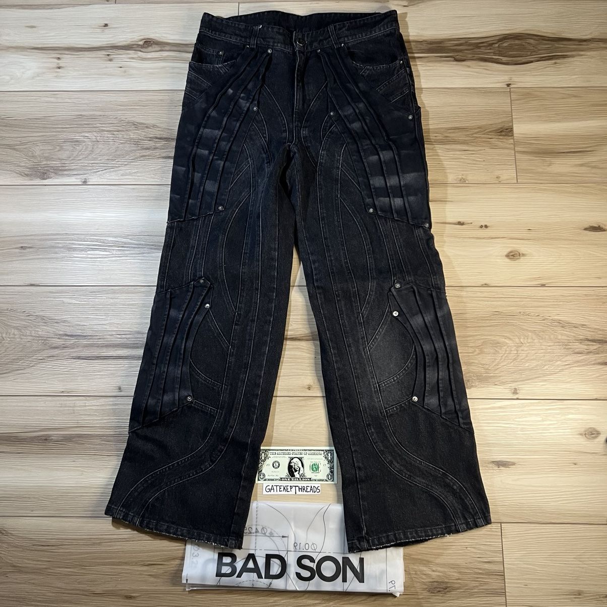 Bad Son Circuit Paneled Black Jeans Size US 34 / EU 50 - 1 Thumbnail